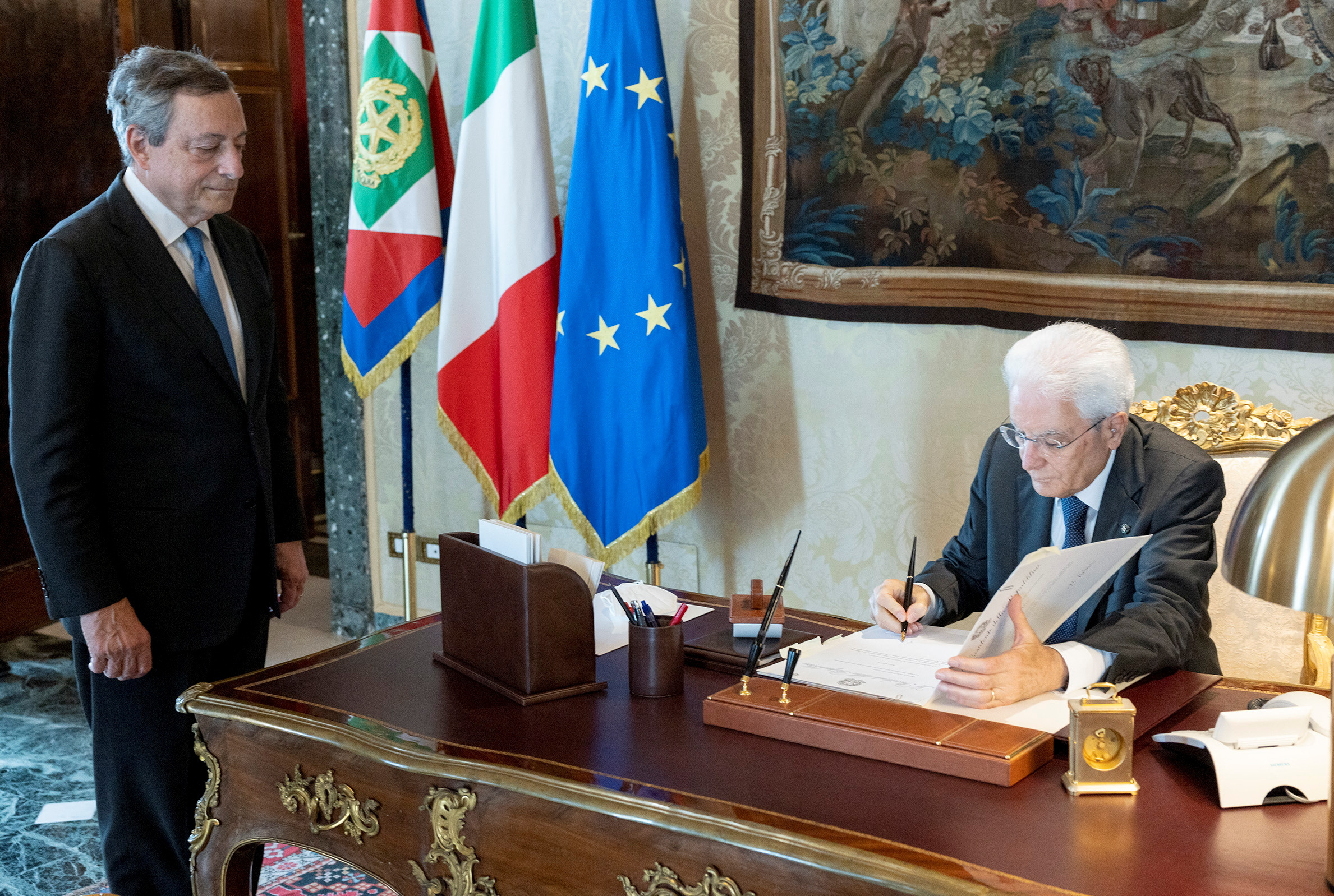 Italian President Sergio Mattarella meets with President of the Council Mario Draghi
