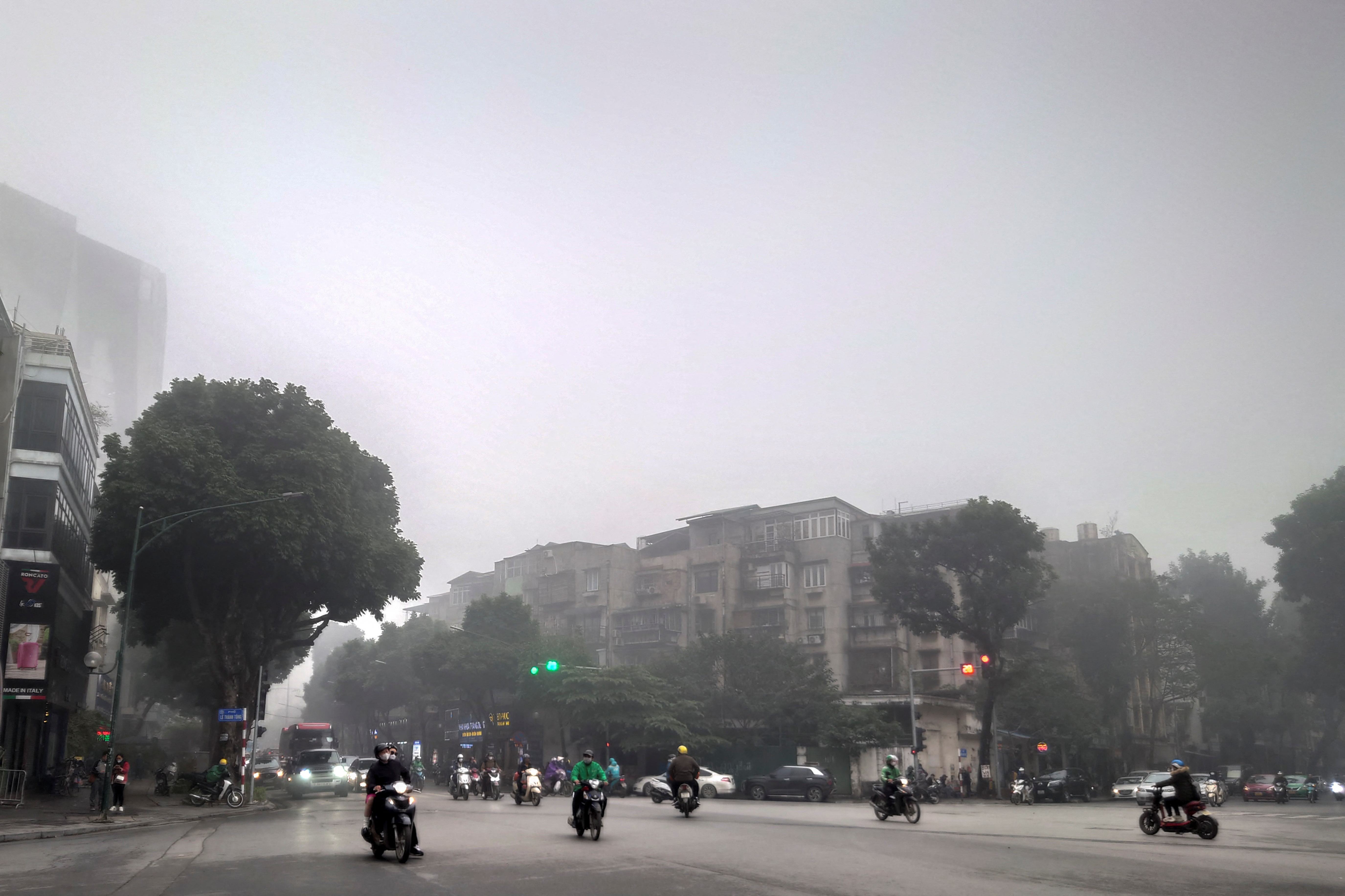 A view of traffic amid air pollution in Hanoi
