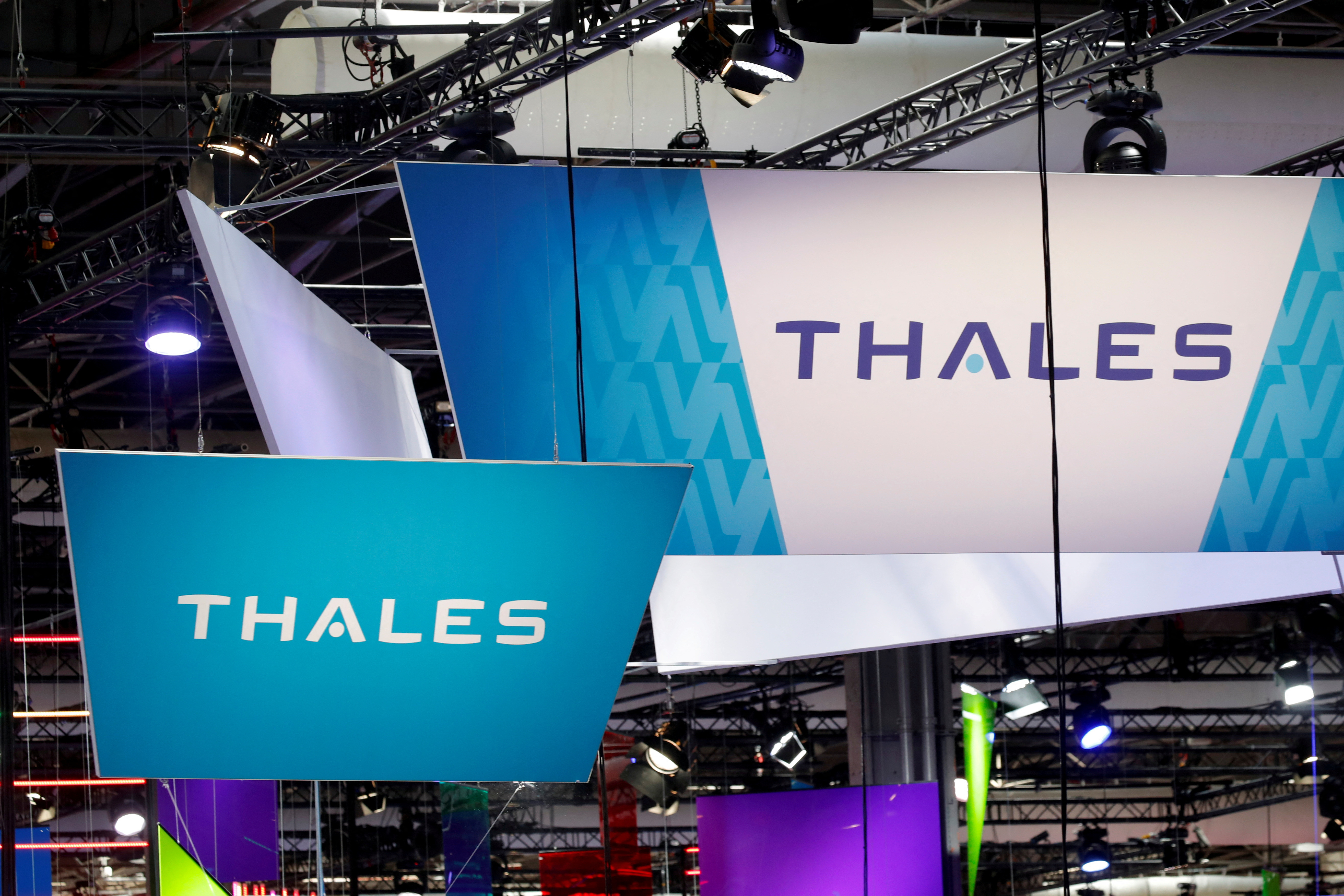 The Thales logo is seen at VivaTech fair in Paris