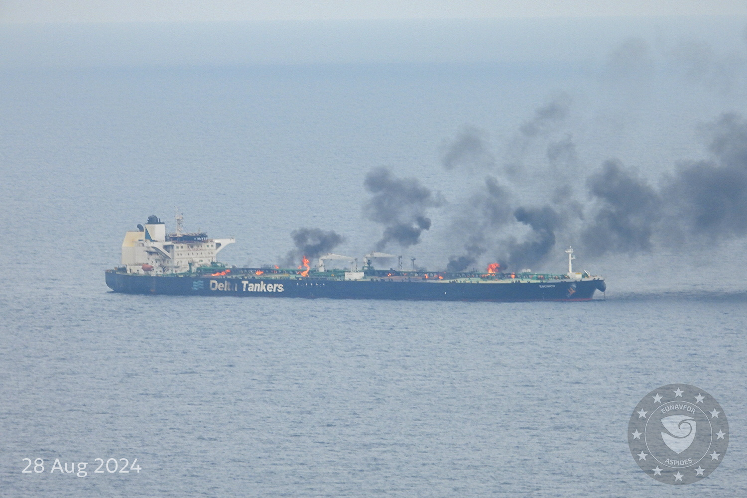 Sounion oil tanker on fire in Red Sea