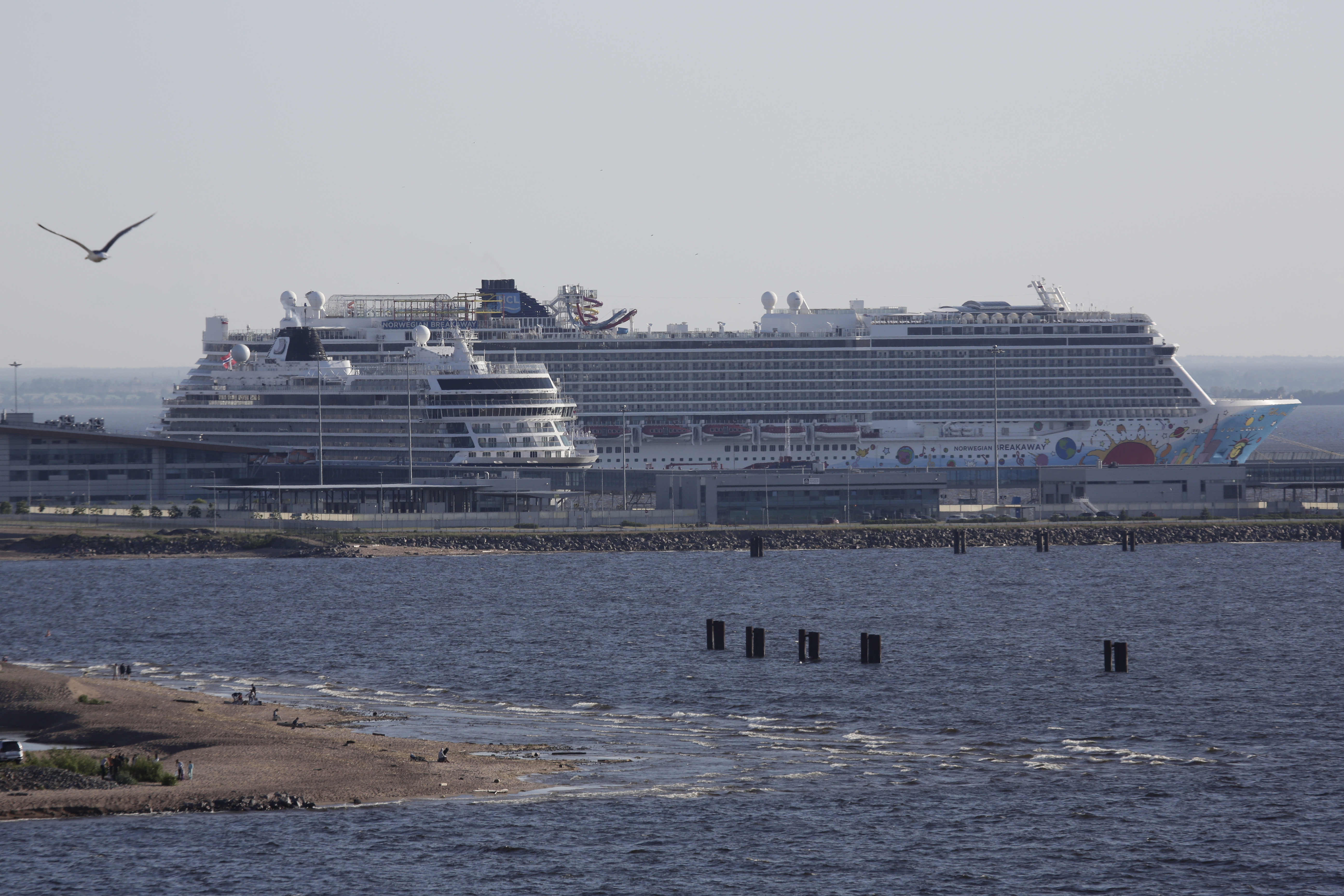 The Norwegian Breakaway cruise ship is seen at Marine Facade passenger port in St. Petersburg
