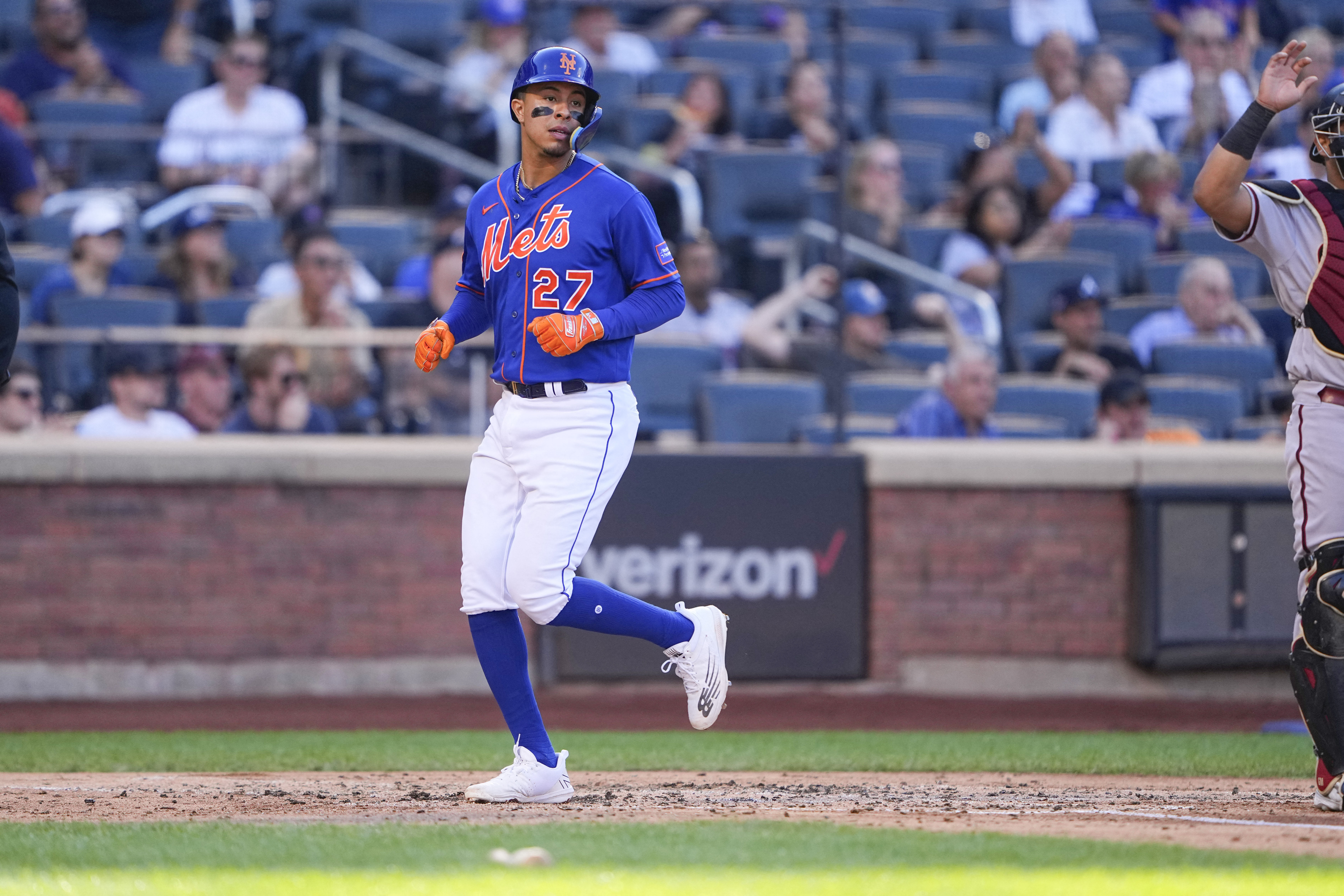 April 23, 2022:Francisco Lindor (12) of the New York Mets gets a single in  the of the 8th inning between the New York Mets and the Arizona  Diamondbacks at Case Field in