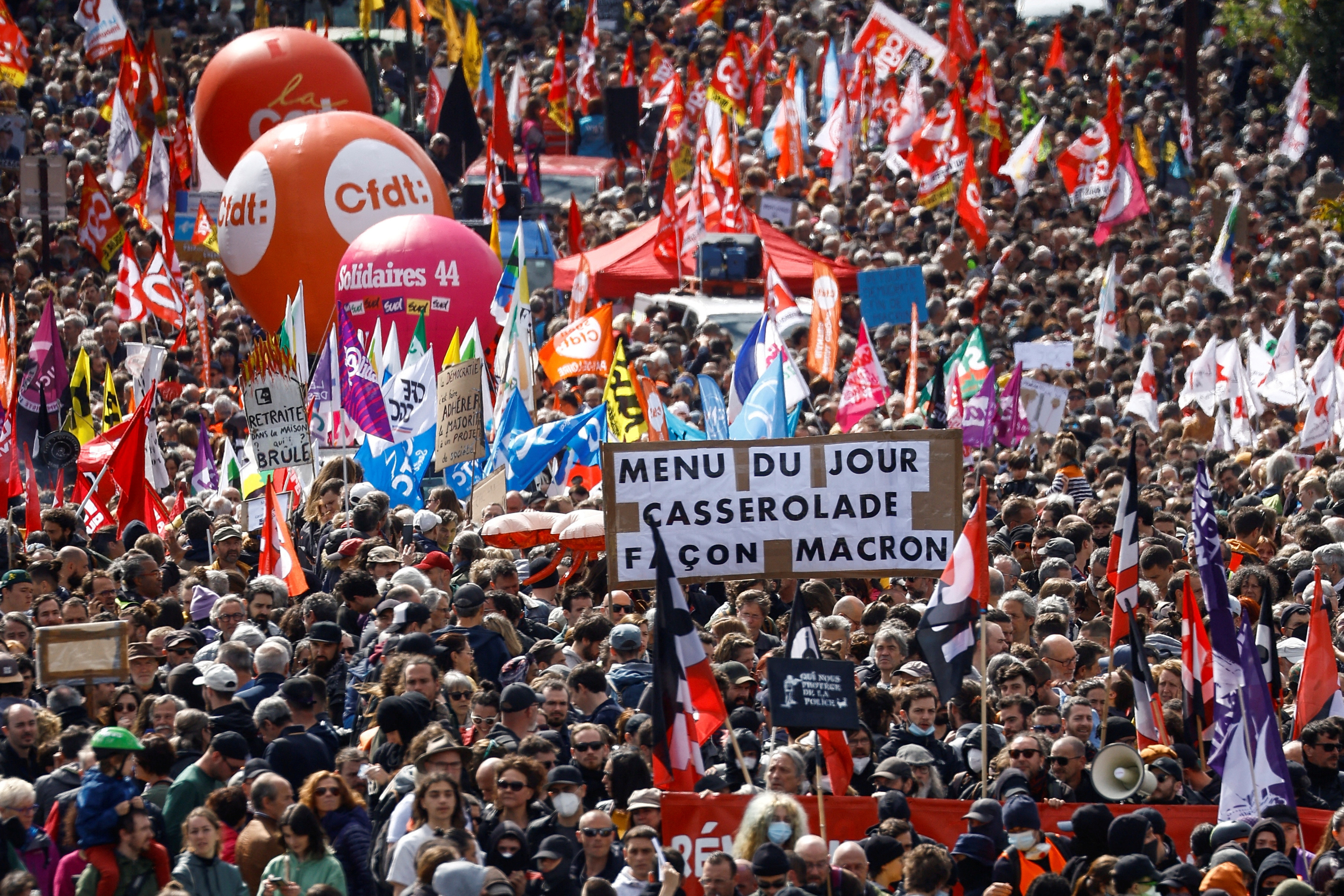 Traditional May Day labour union march in Nantes