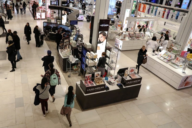 People shop at Macy's Department store in New York