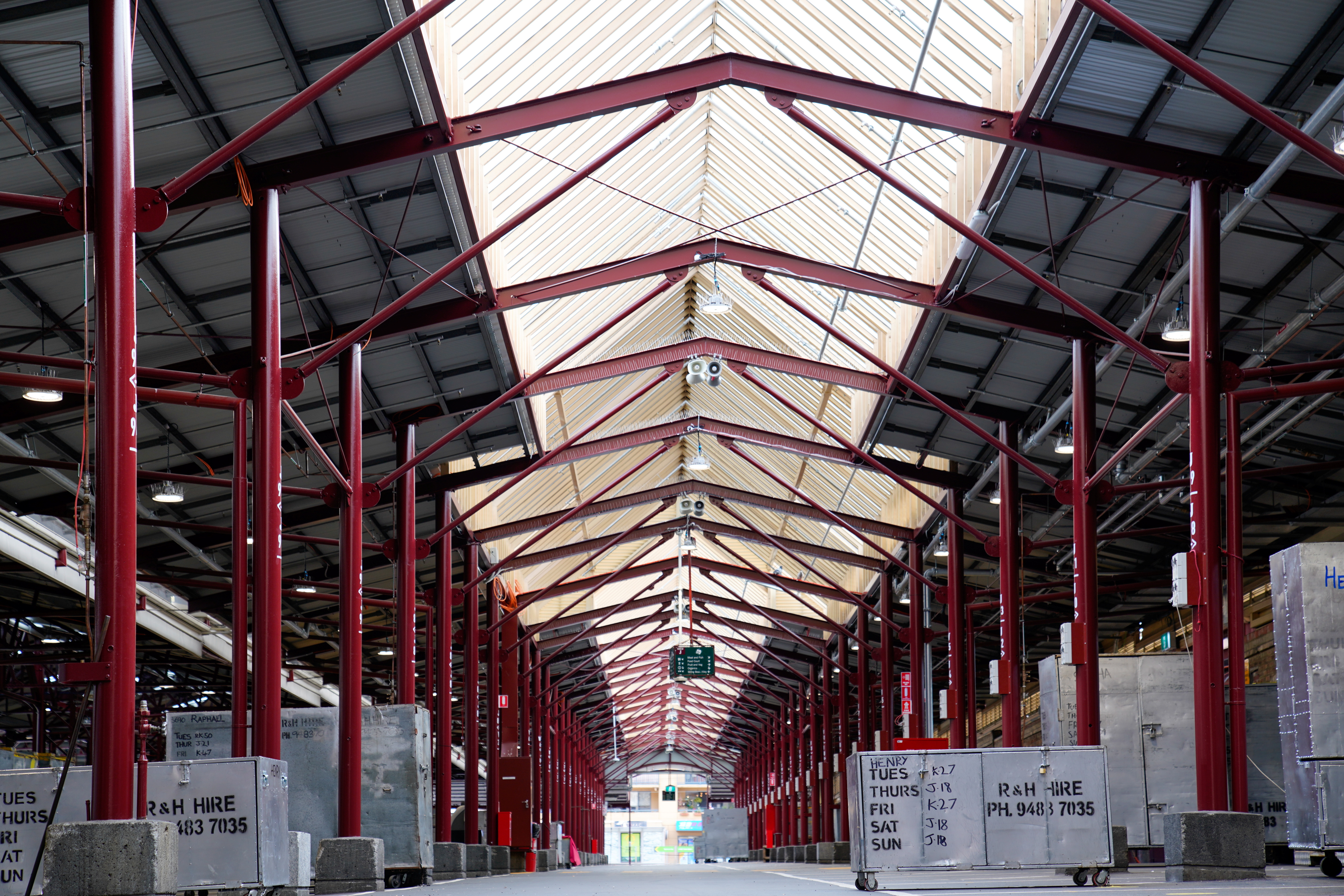 An empty Queen Victoria Market is seen on the first day of a seven-day COVID-19 lockdown in Melbourne