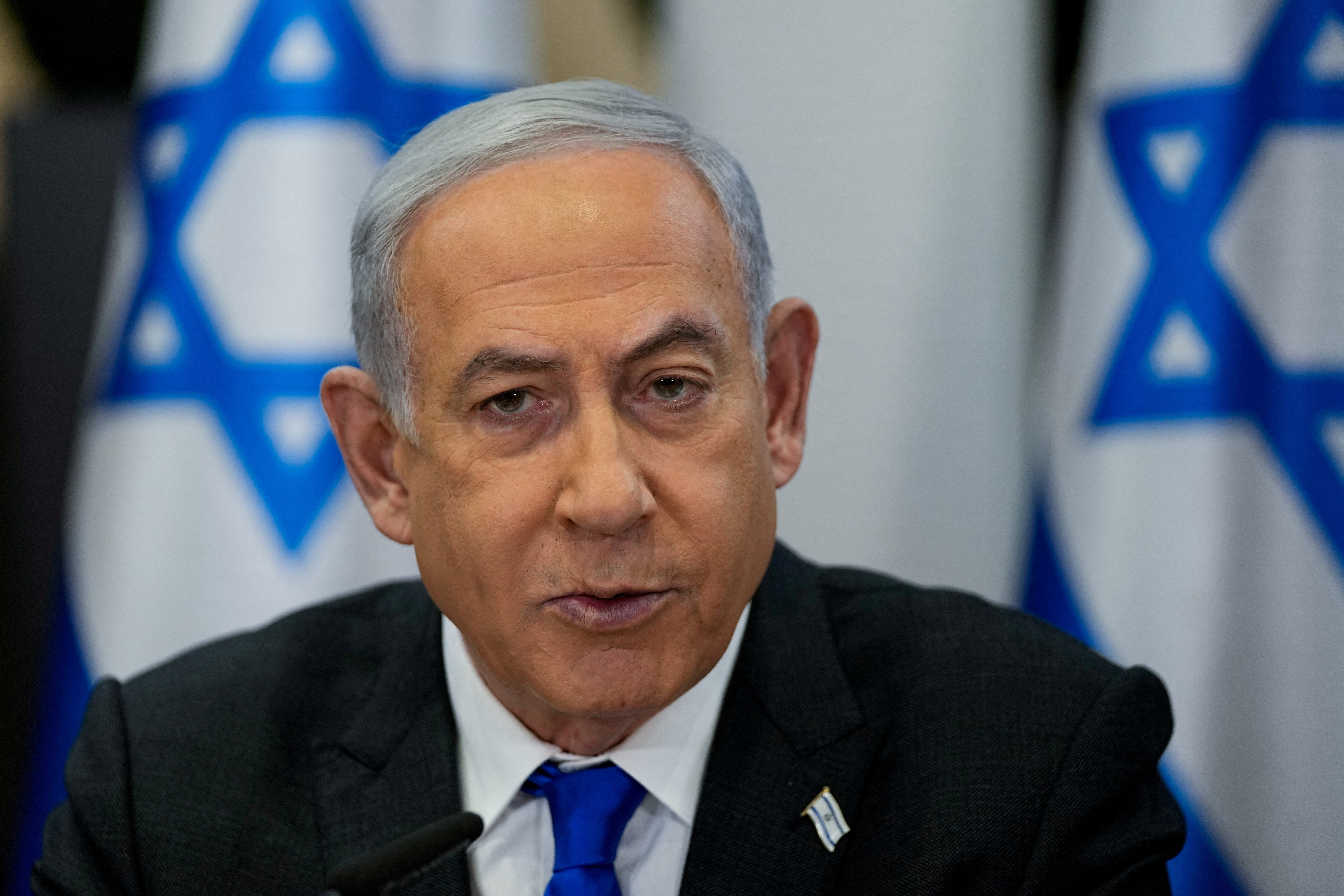 Israeli PM Netanyahu chairs cabinet meeting at HaKirya base, Tel Aviv