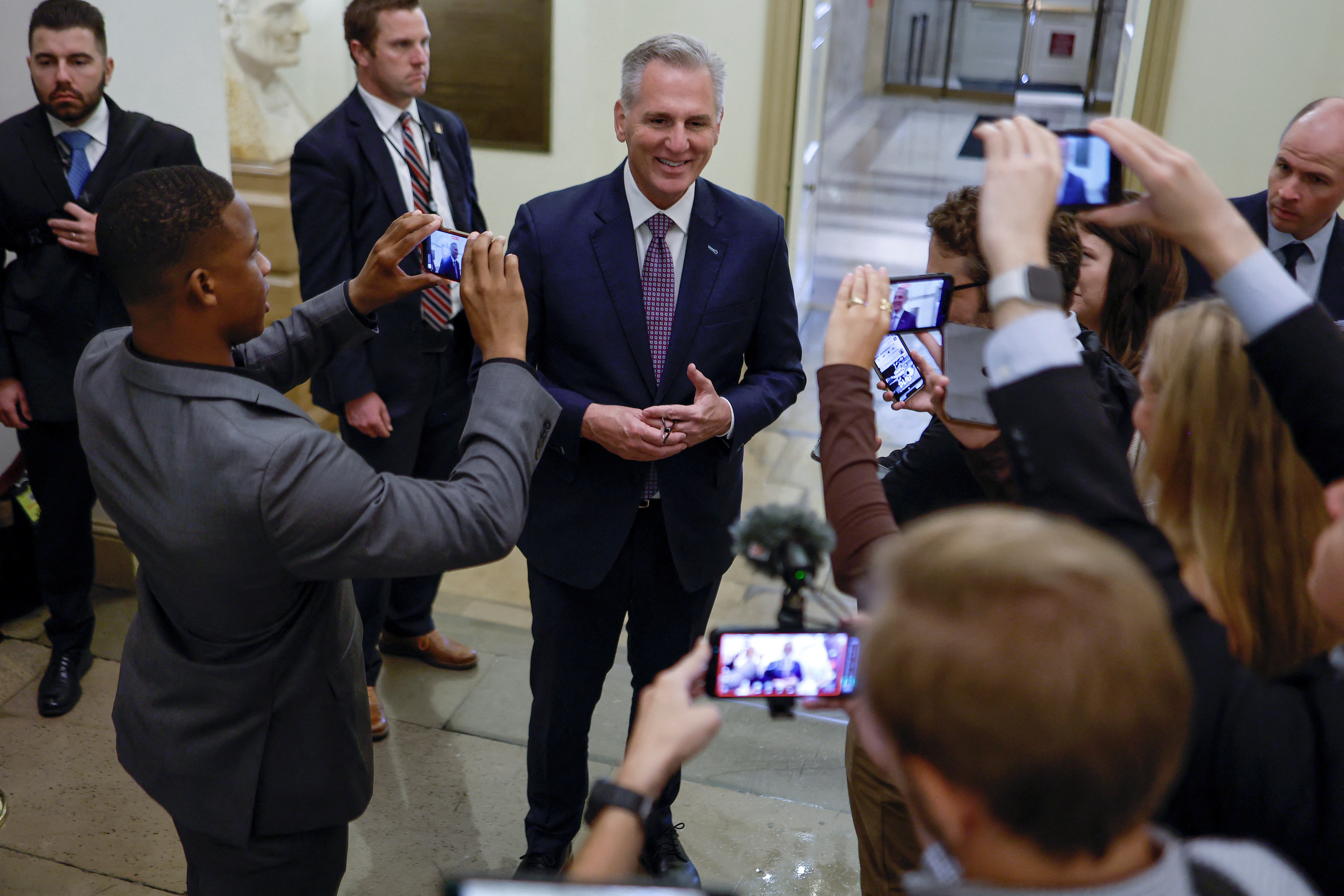 U.S. House Speaker McCarthy arrives for the day at the U.S. Capitol in Washington