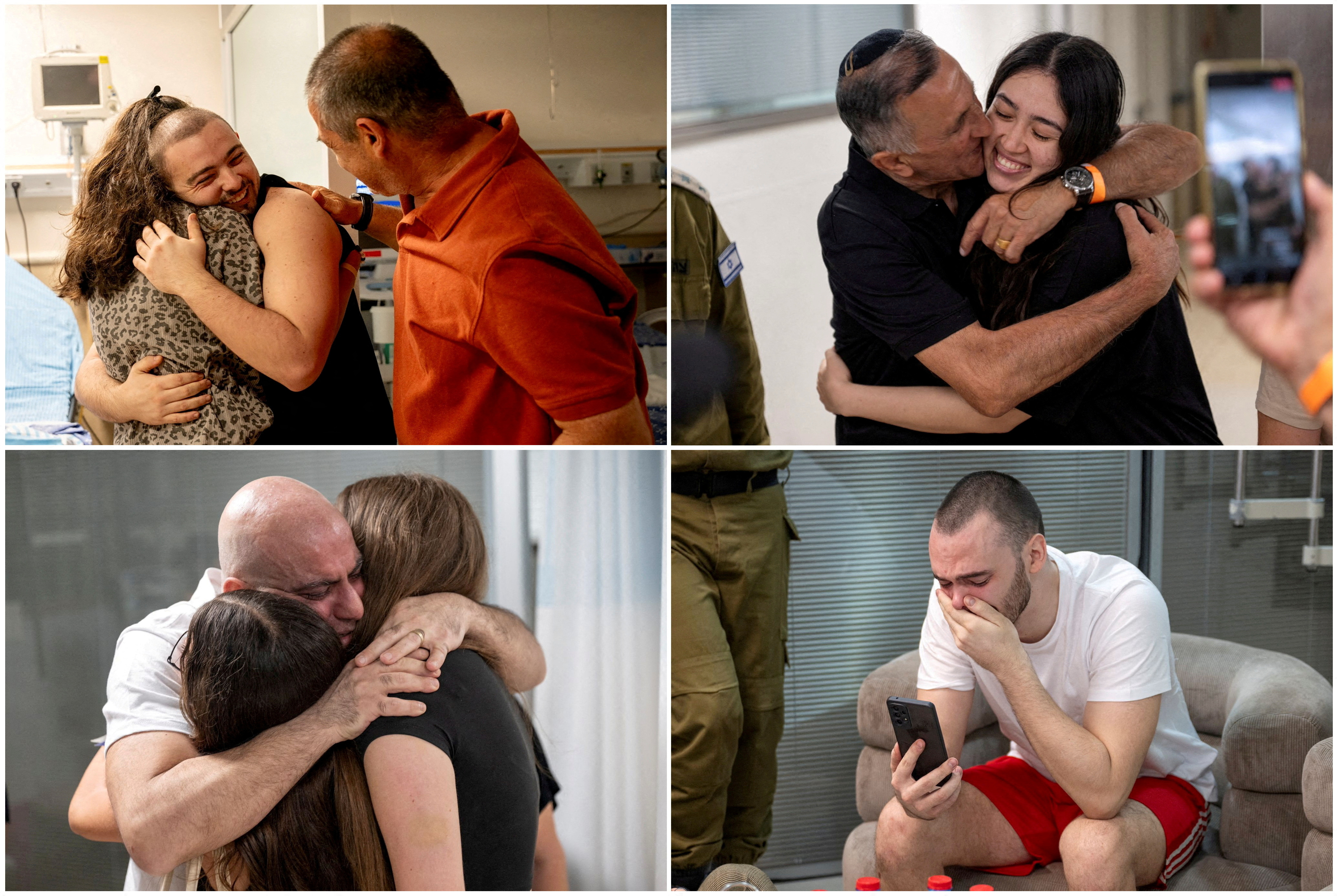 Combination picture shows the four people that were taken hostage by Hamas and were rescued by the Israeli forces alive from the central Gaza Strip