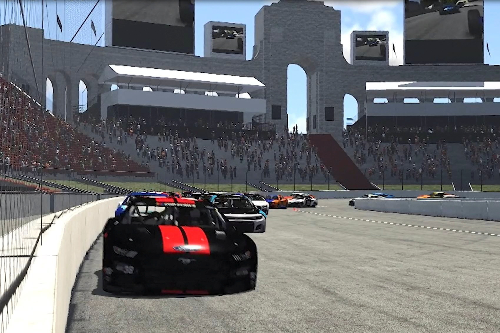 A digital rendering of the Busch Light Clash at the Coliseum, which will be held in Los Angeles in February, is seen in this handout picture obtained on November 30, 2021.   Courtesy of iRacing/Handout via REUTERS