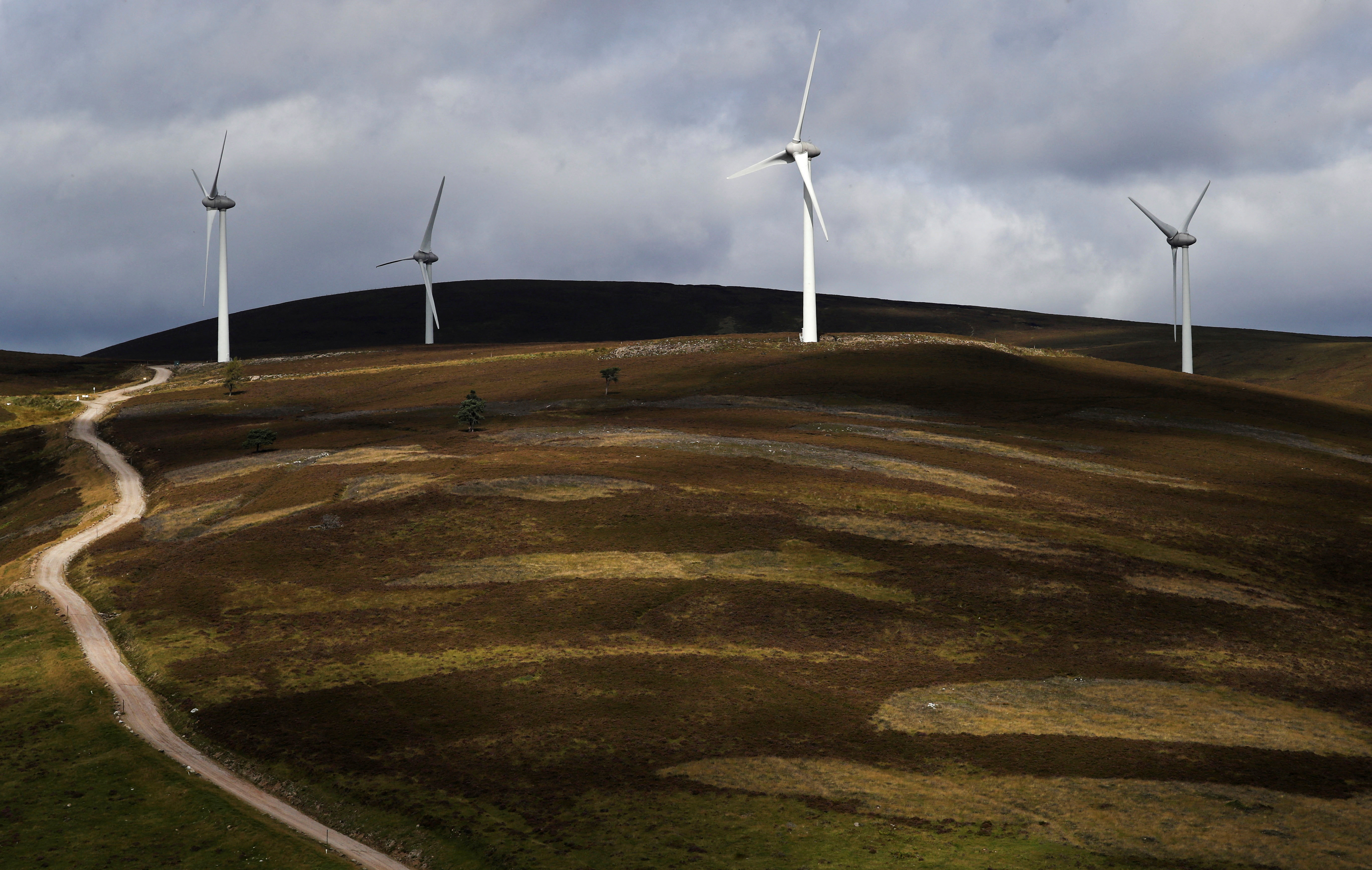 Wind turbines on the uplands of Kildrummy Estate, Scotland