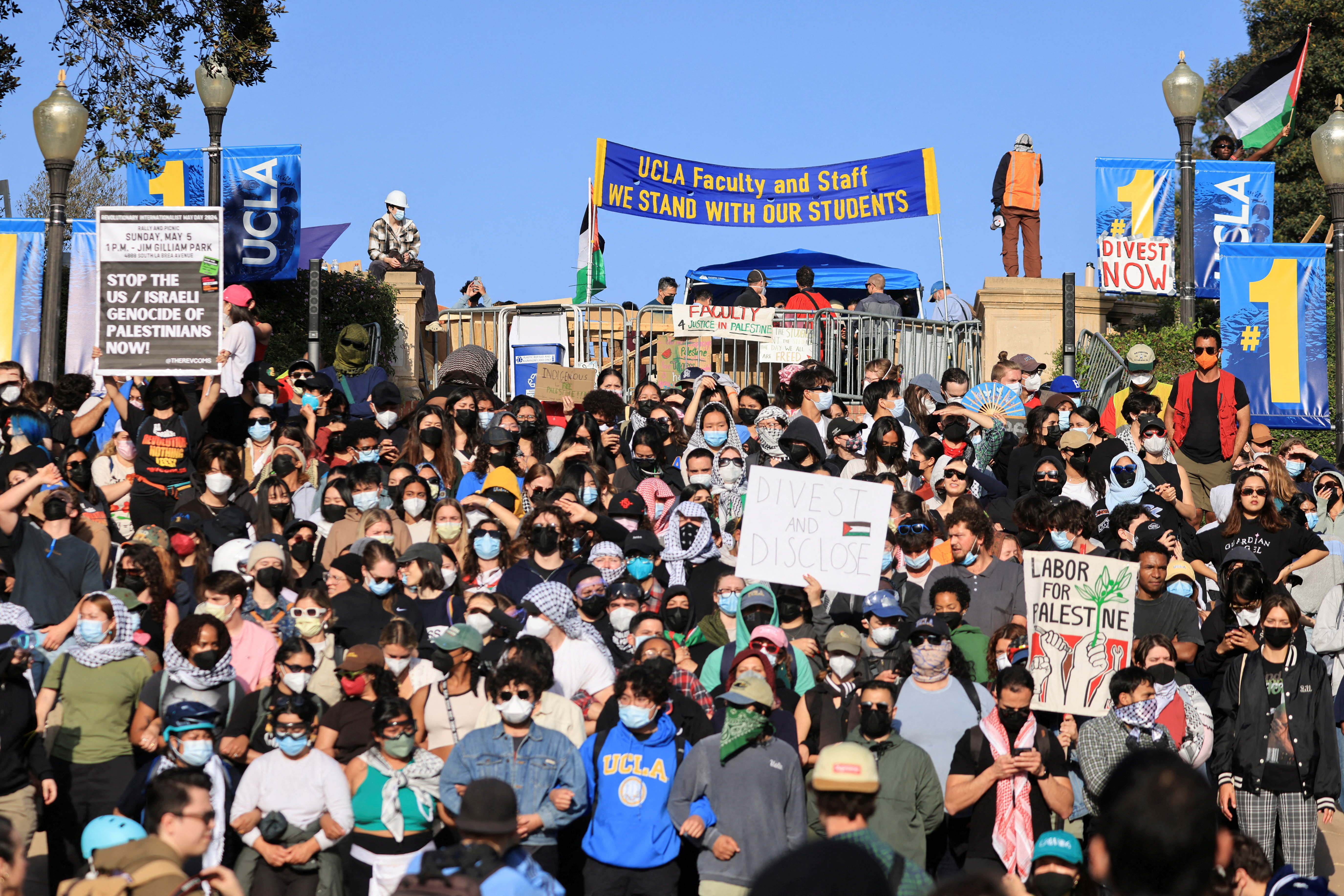 Protesters gather at the University of California Los Angeles