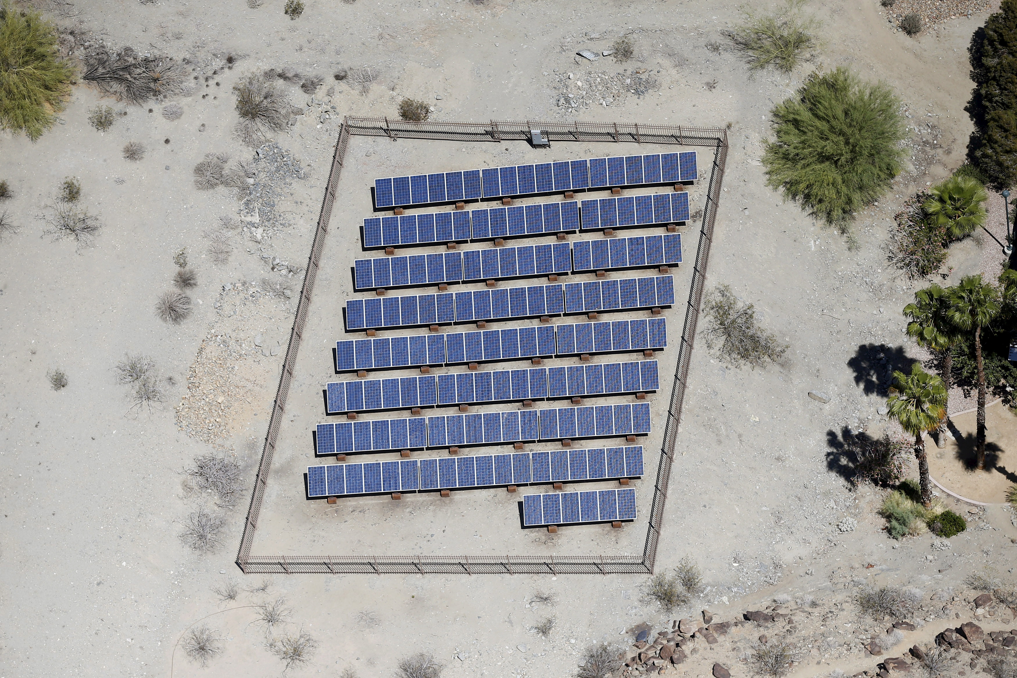 Solar panels are seen in the Palm Springs area