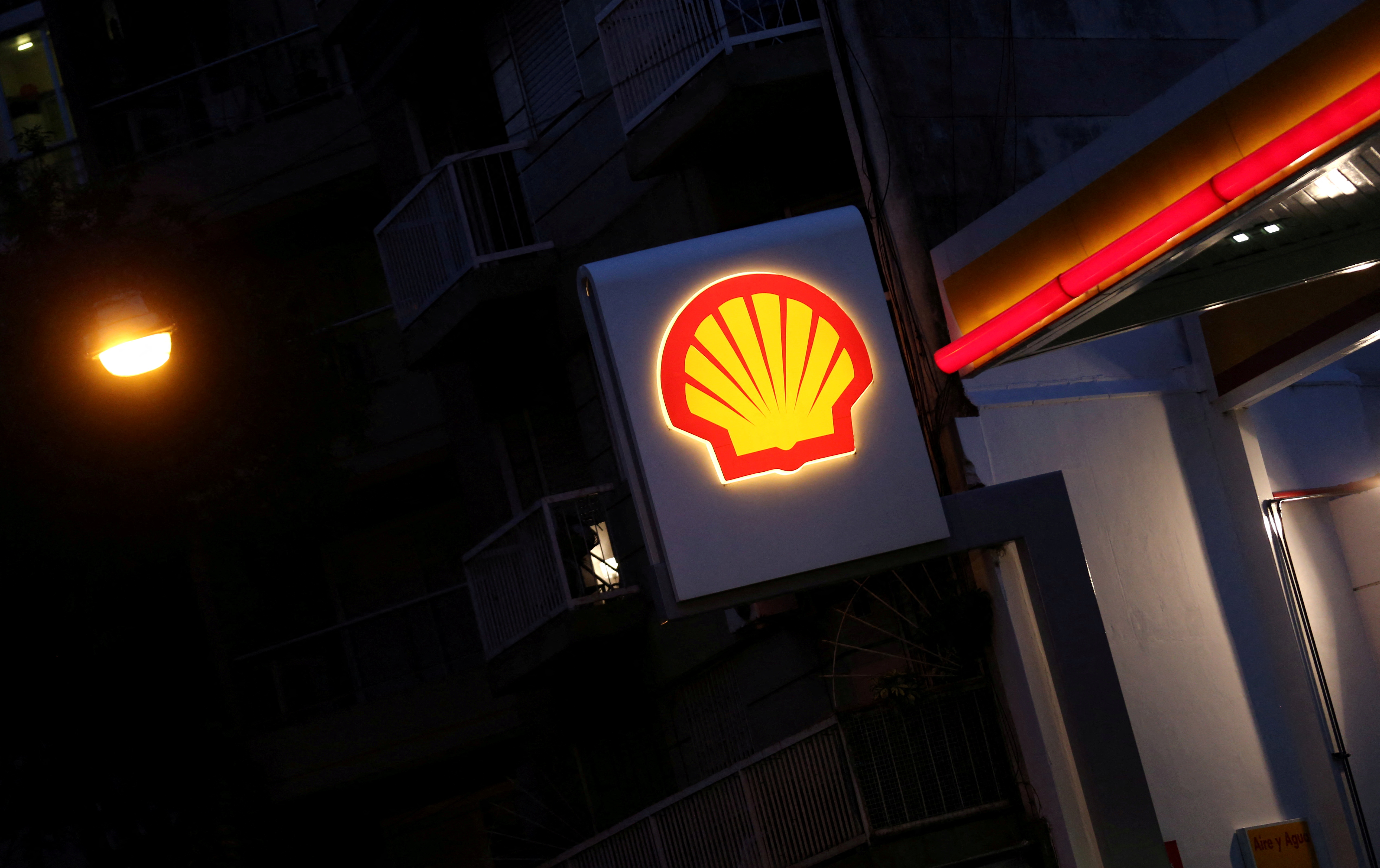 A Shell logo is seen at a gas station in Buenos Aires