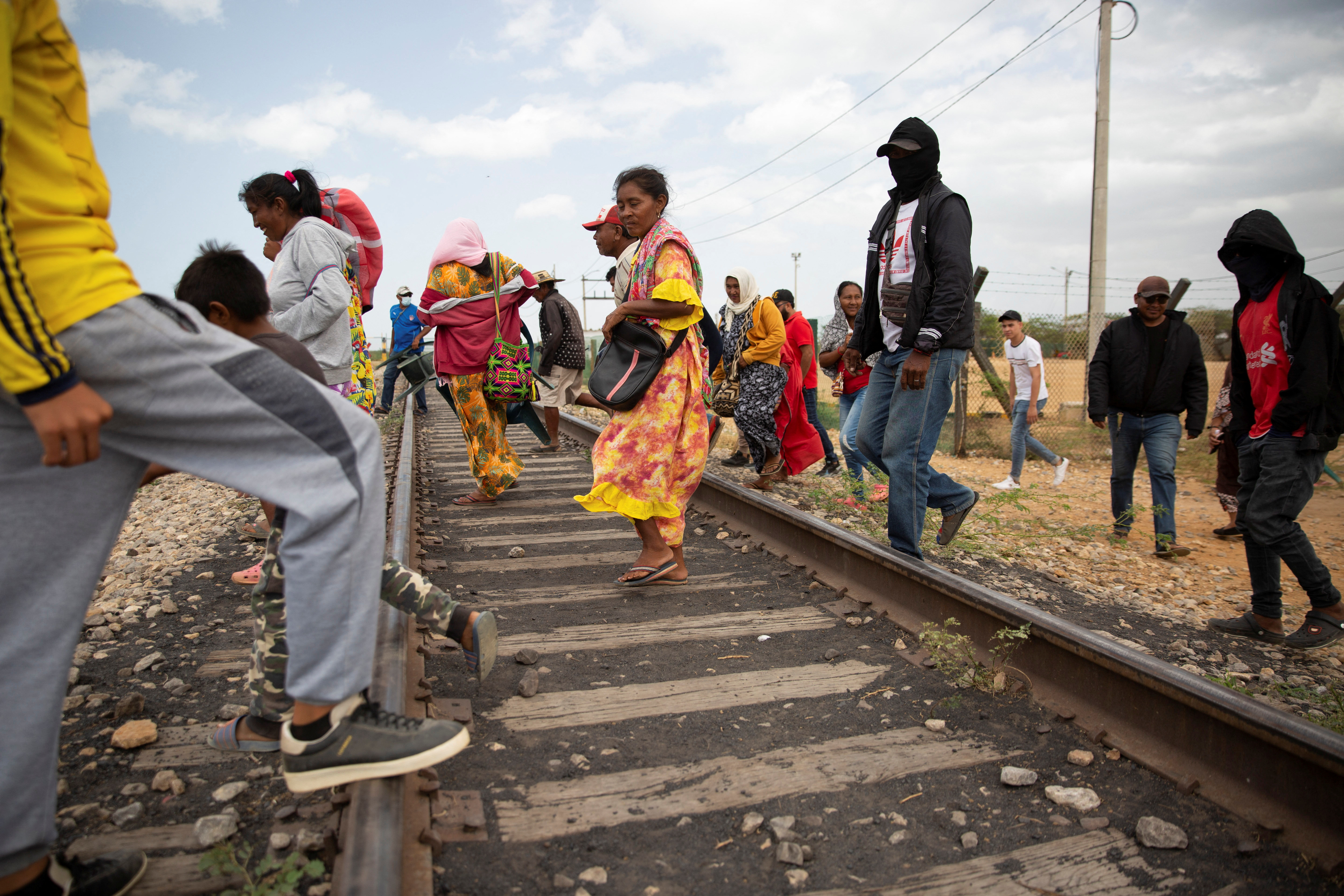 Wayuu indigenous lift blockade of railway line used by coal producer Cerrejon, in Puerto Bolivar