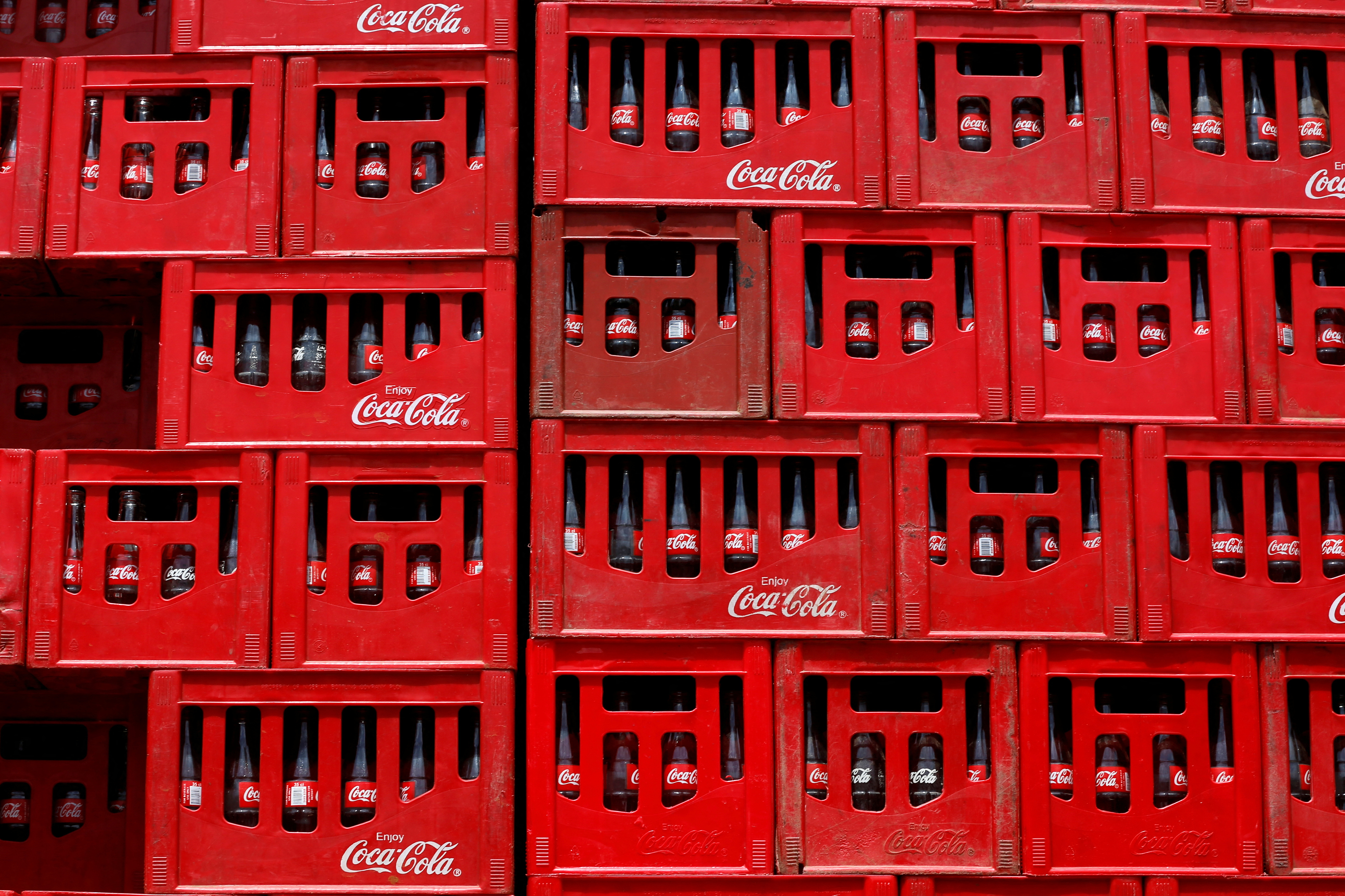 Coca-Cola crates are pictured in Abuja