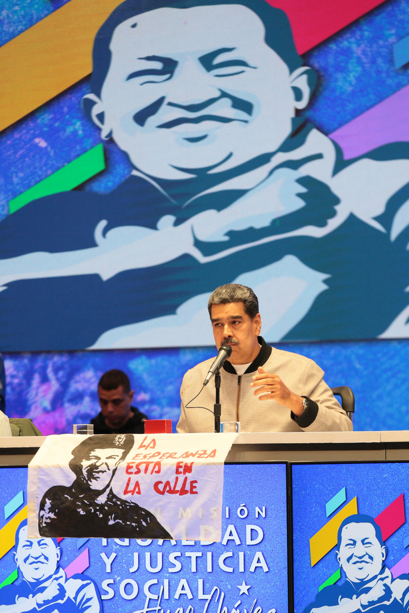 Venezuela's President Nicolas Maduro delivers a speech during an event in Caracas