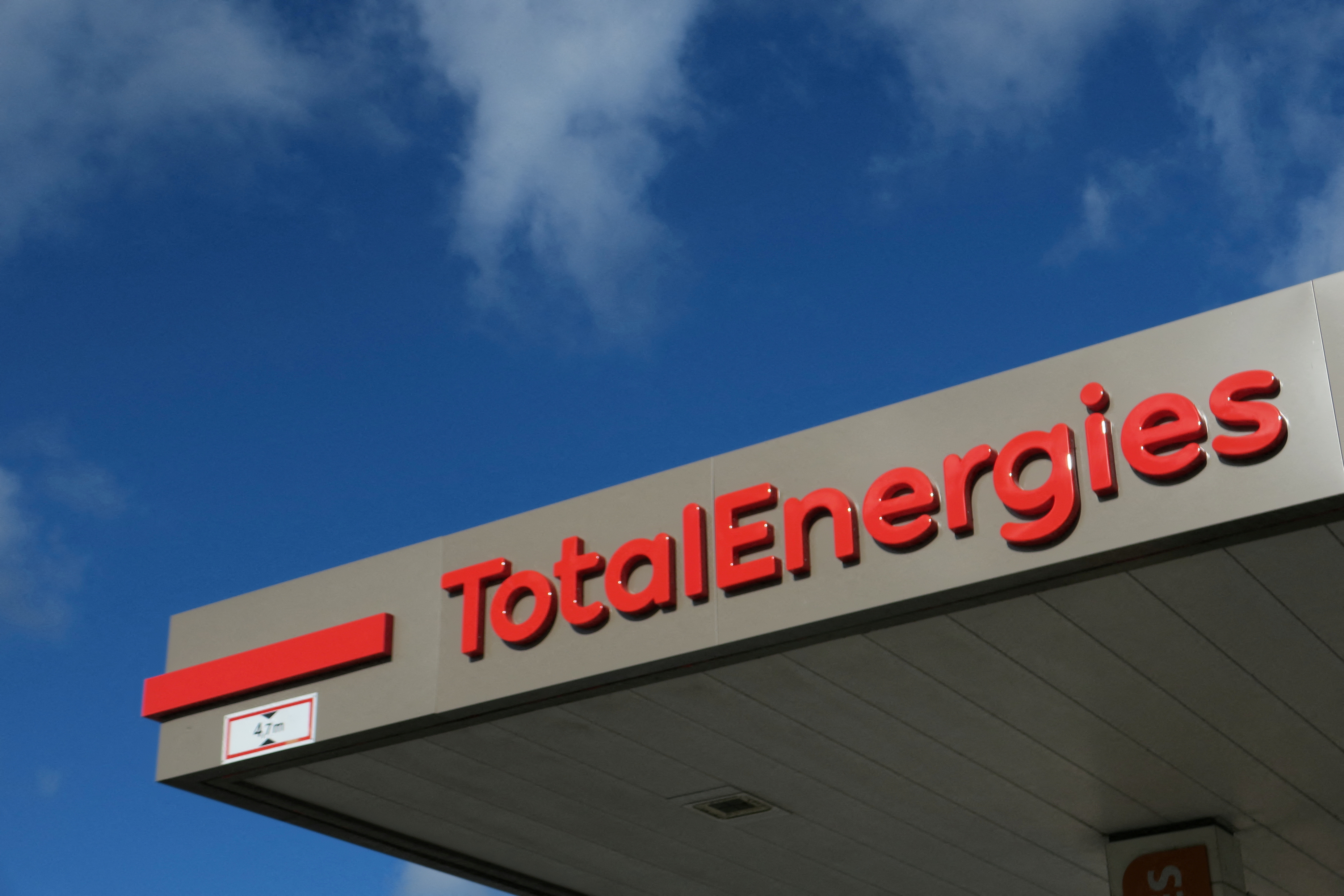 The logo of French oil and gas company TotalEnergies is seen at a TotalEnergies gas station in Bugnicourt