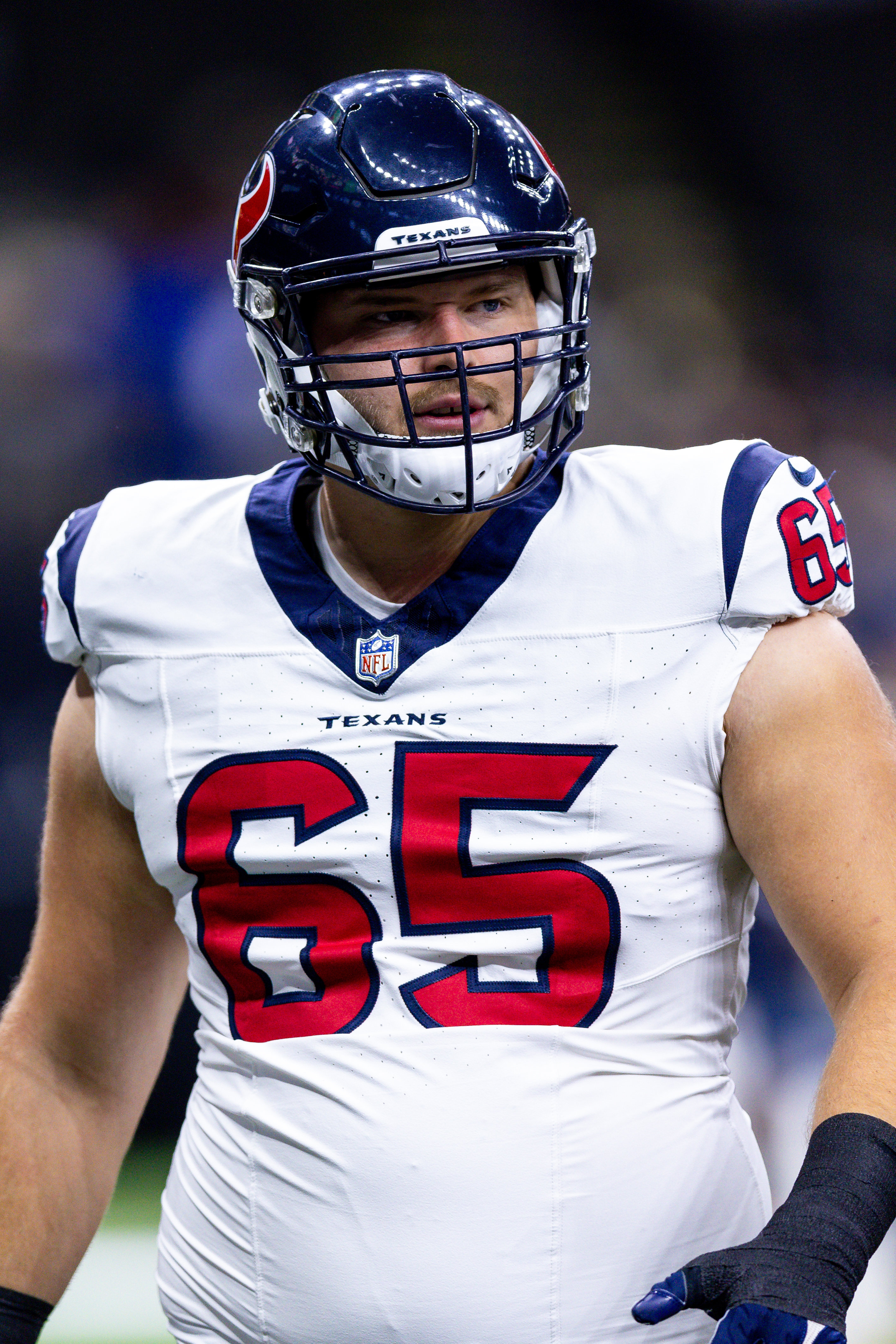 New Orleans, USA. 27th Aug, 2023. Houston Texans quarterback C.J. Stroud  (7) attempts a pass while facing a heavy pass rush from New Orleans Saints  defensive ends Tanoh Kpassagnon (92) and Carl