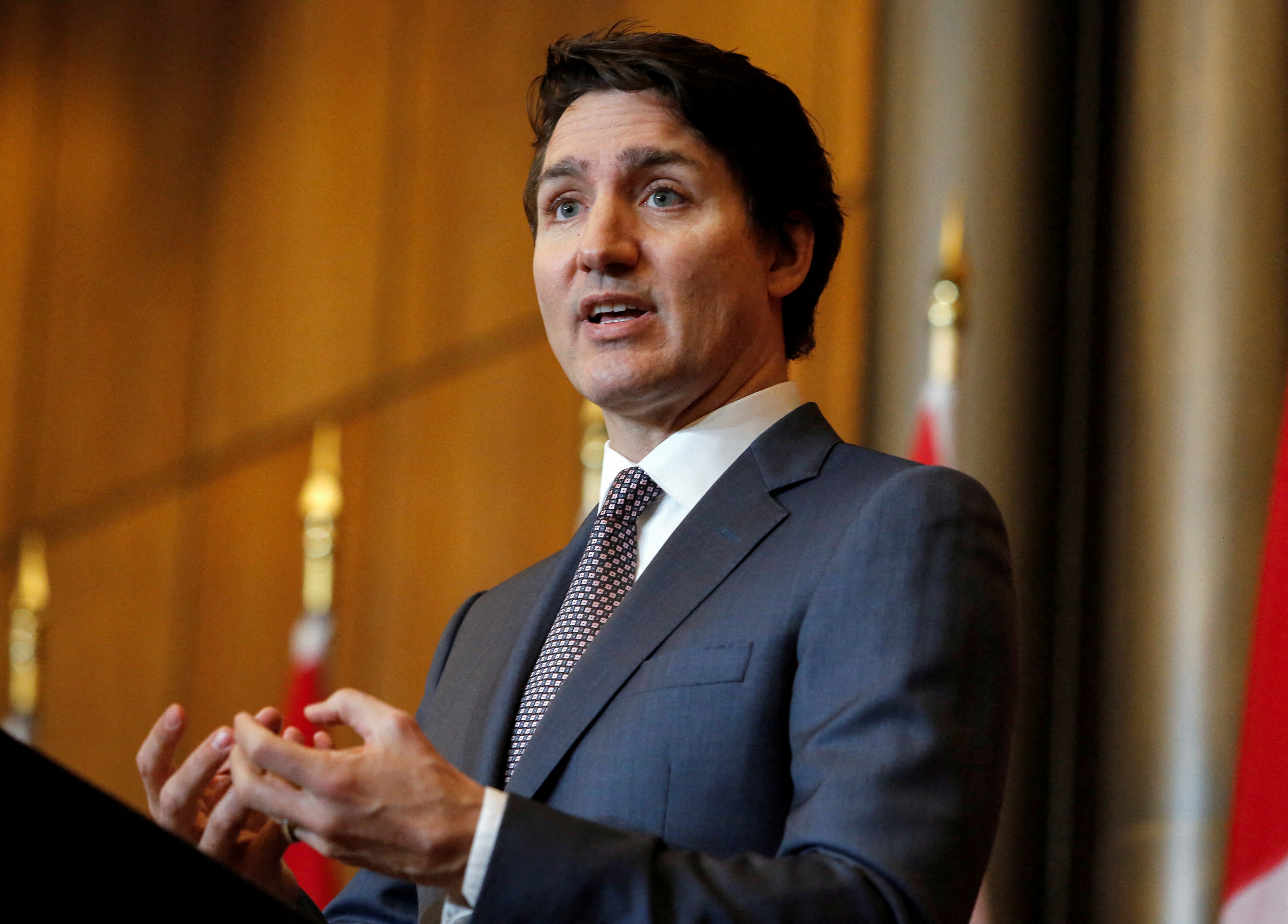 Canada's prime minister, Justin Trudeau, speaks at a press conference in Ottawa