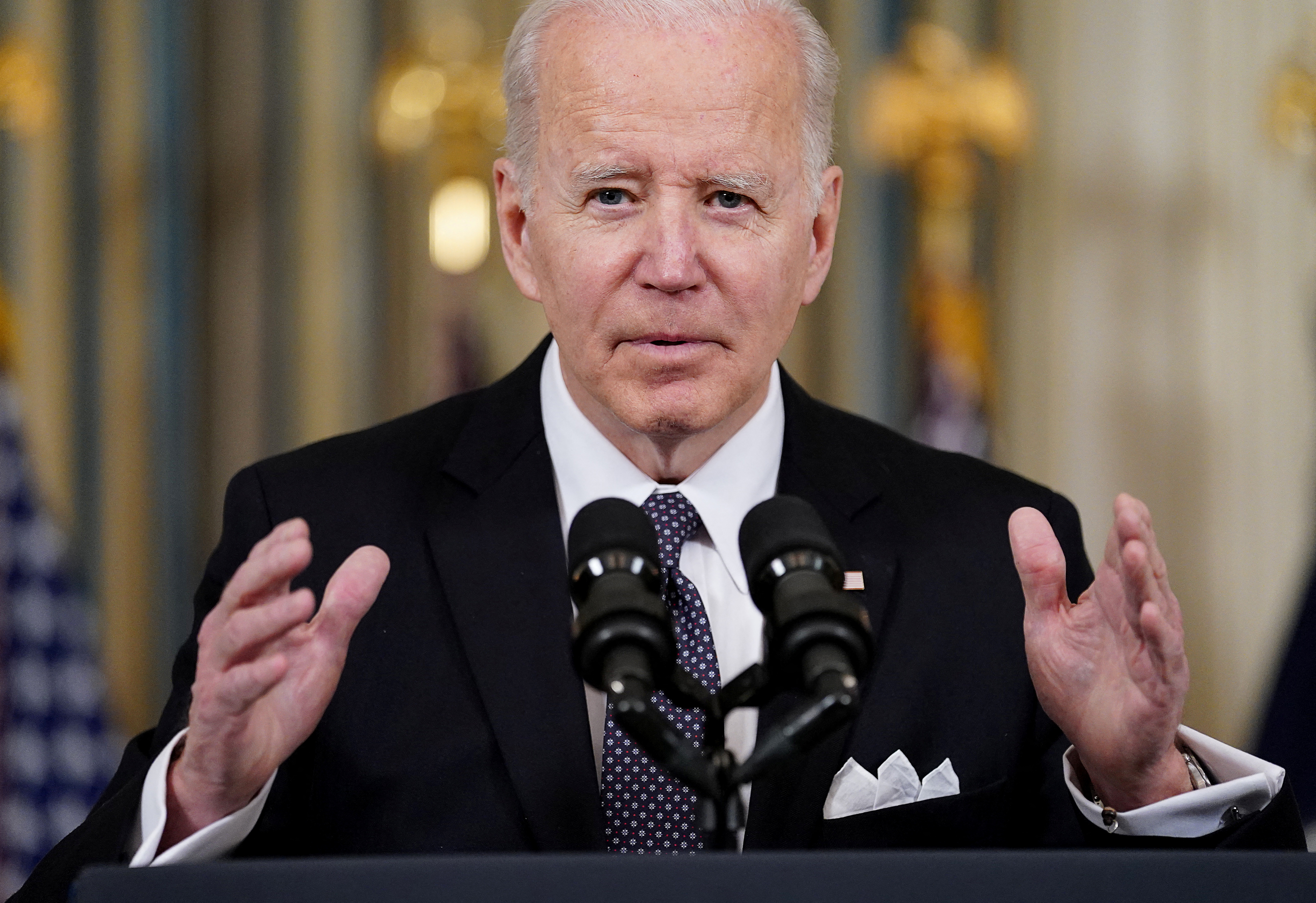 U.S. President Joe Biden announces proposed budget for fiscal year 2023 at the White House in Washington
