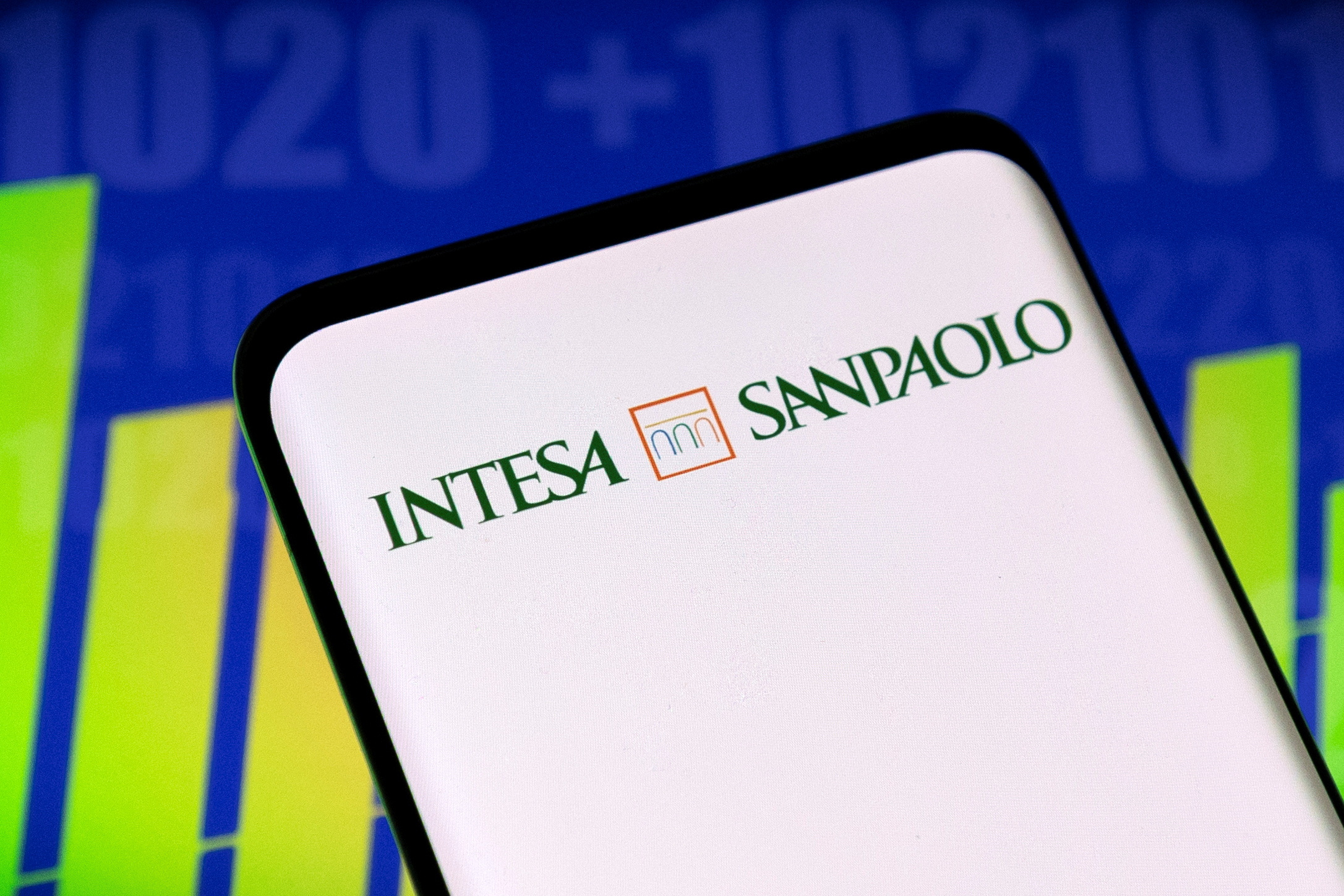 Illustration shows Intesa Sanpaolo bank logo