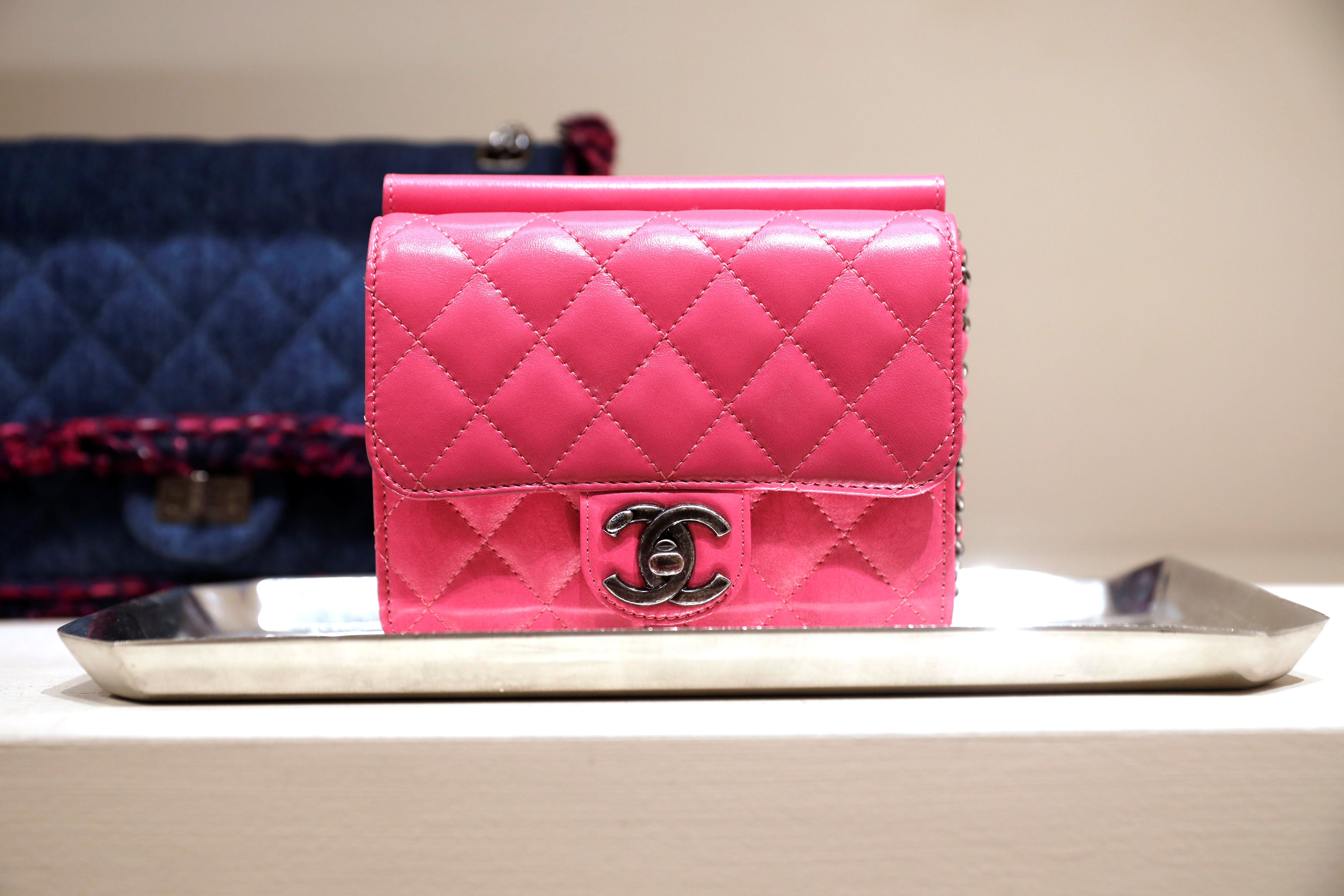 A luxury handbag from Chanel is displayed at The RealReal shop, a seven-year-old online reseller of luxury items on consignment in the Soho section of Manhattan, in New York City