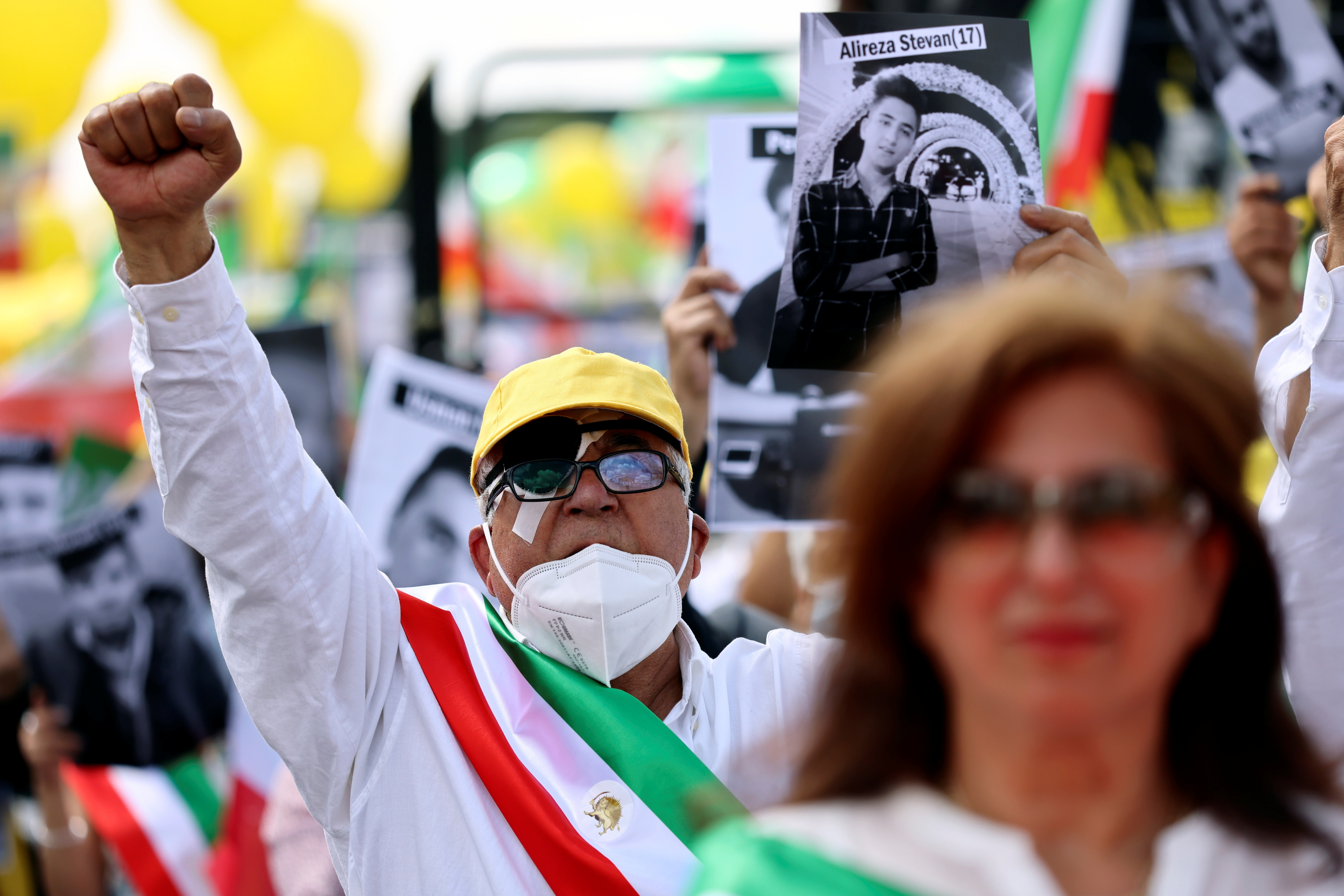 National Council of Resistance of Iran supporters protest against government in Teheran, in Berlin