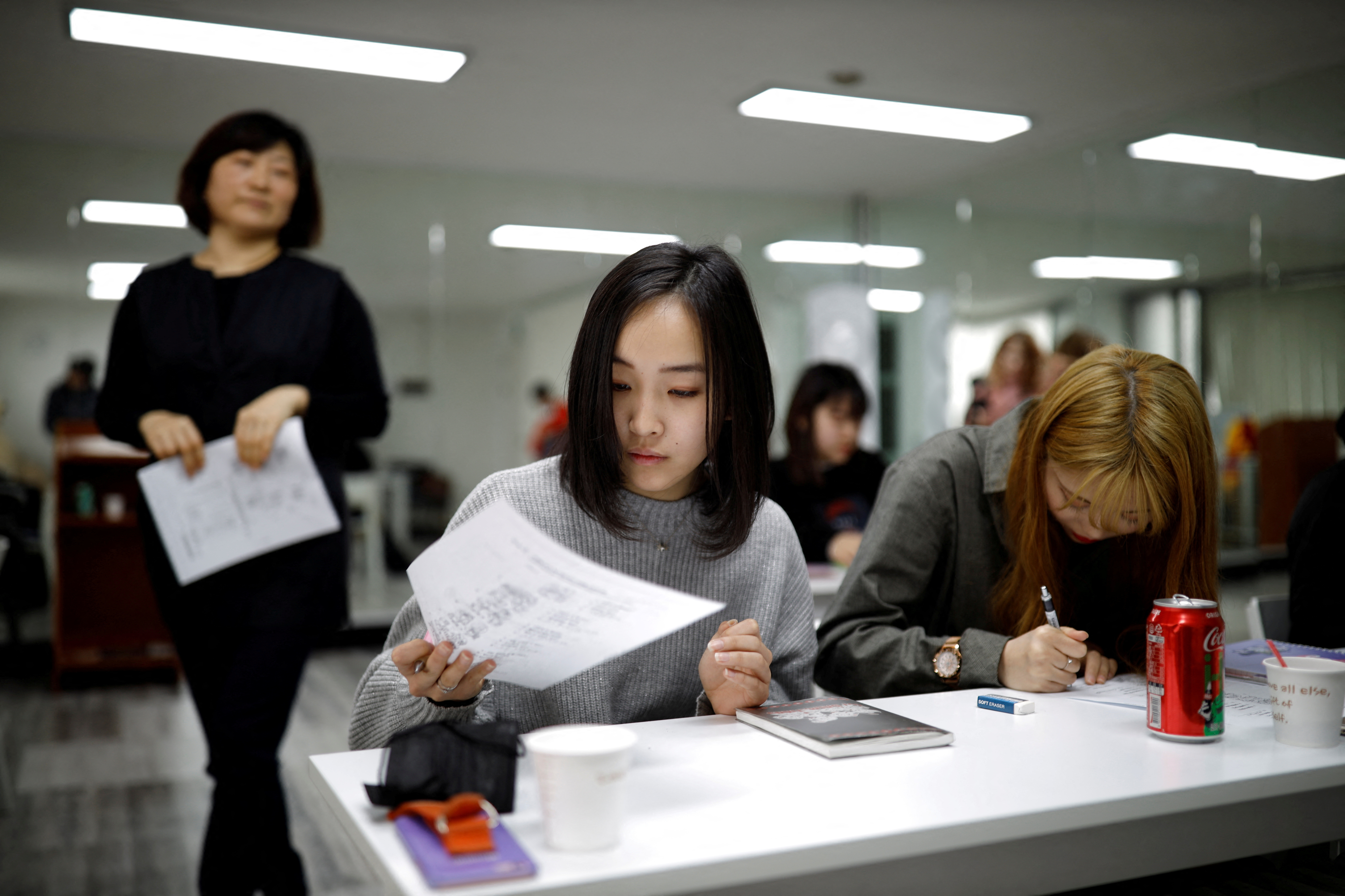 Japanese youth attend language class in Seoul, South Korea