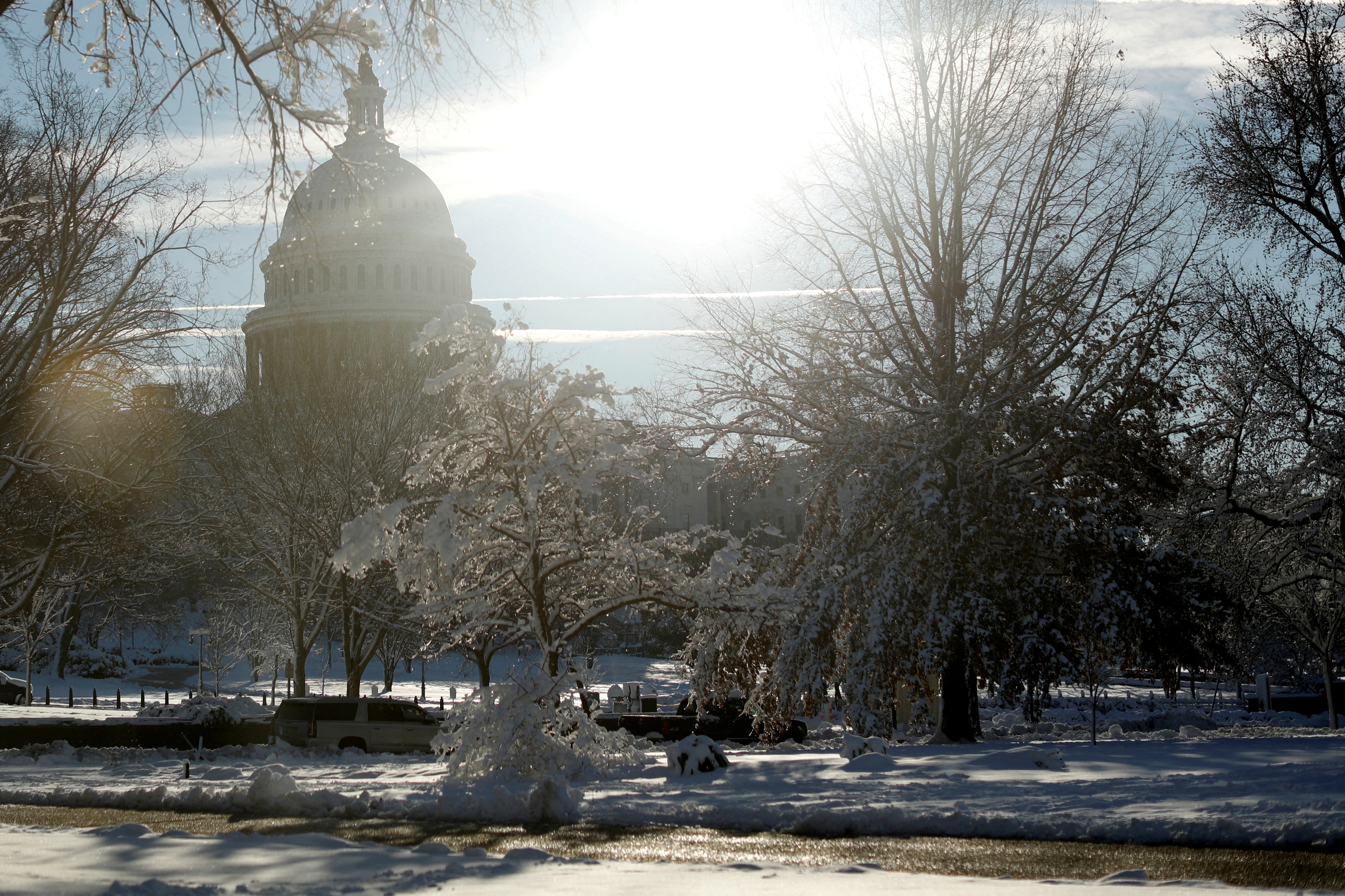 U.S. Capitol building following a previous day winter snowstorm on Capitol Hill, in Washington