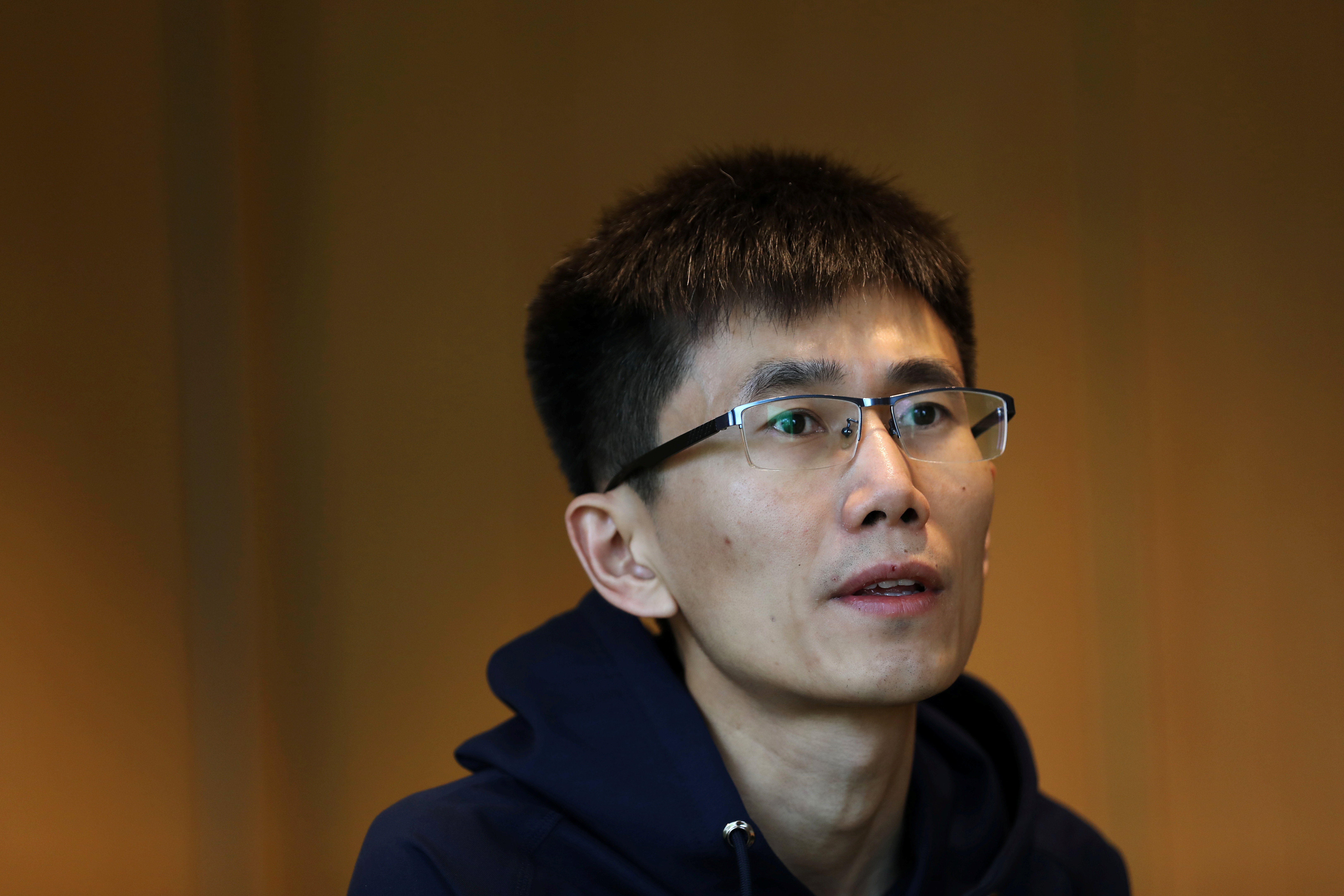 Shen Peng, founder and CEO of Chinese online insurance technology firm Waterdrop Inc, speaks during an interview with Reuters in Beijing