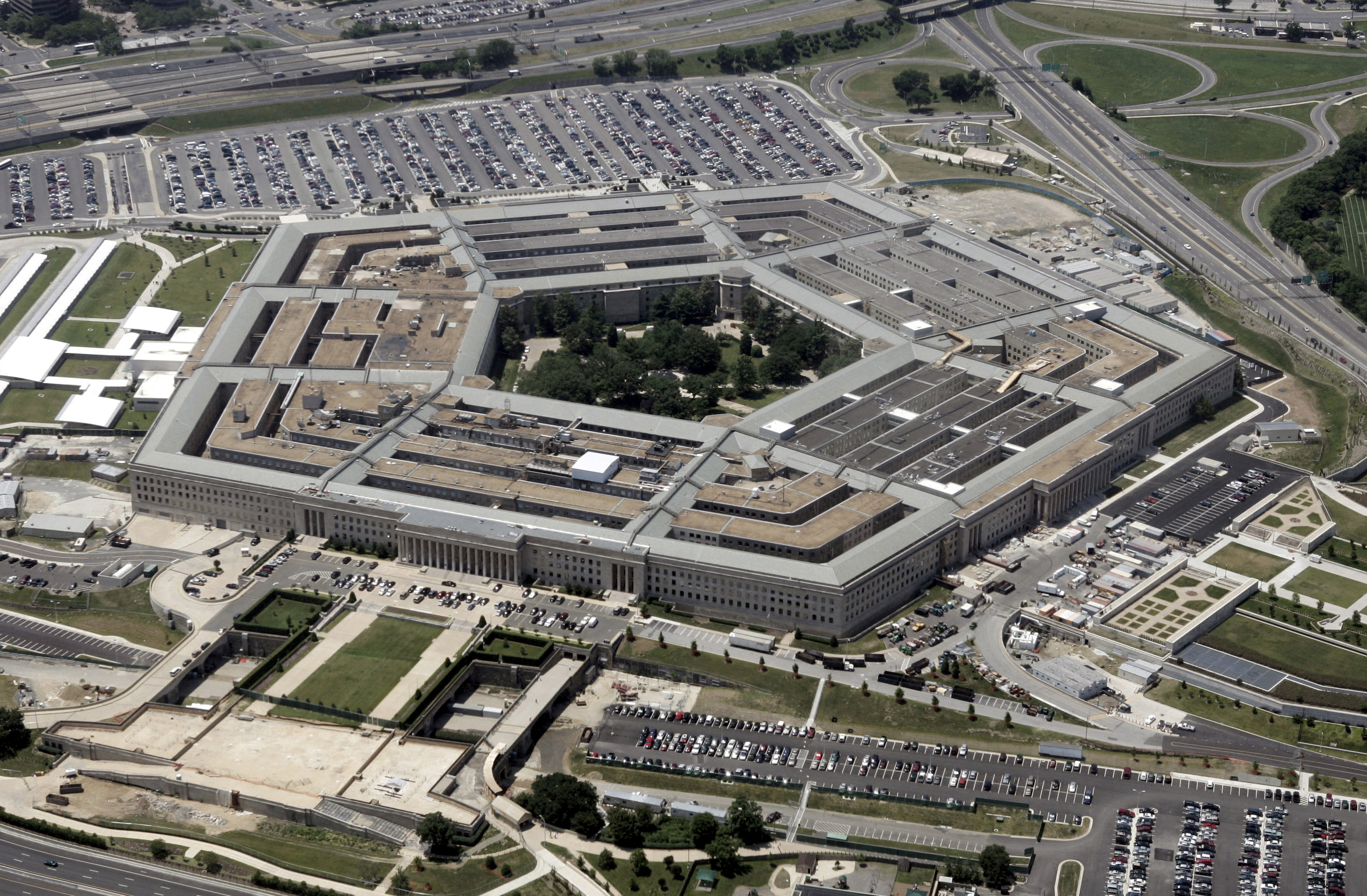 An aerial view of the Pentagon building in Washington, June 15, 2005. [U.S. Defense Secretary Donald..