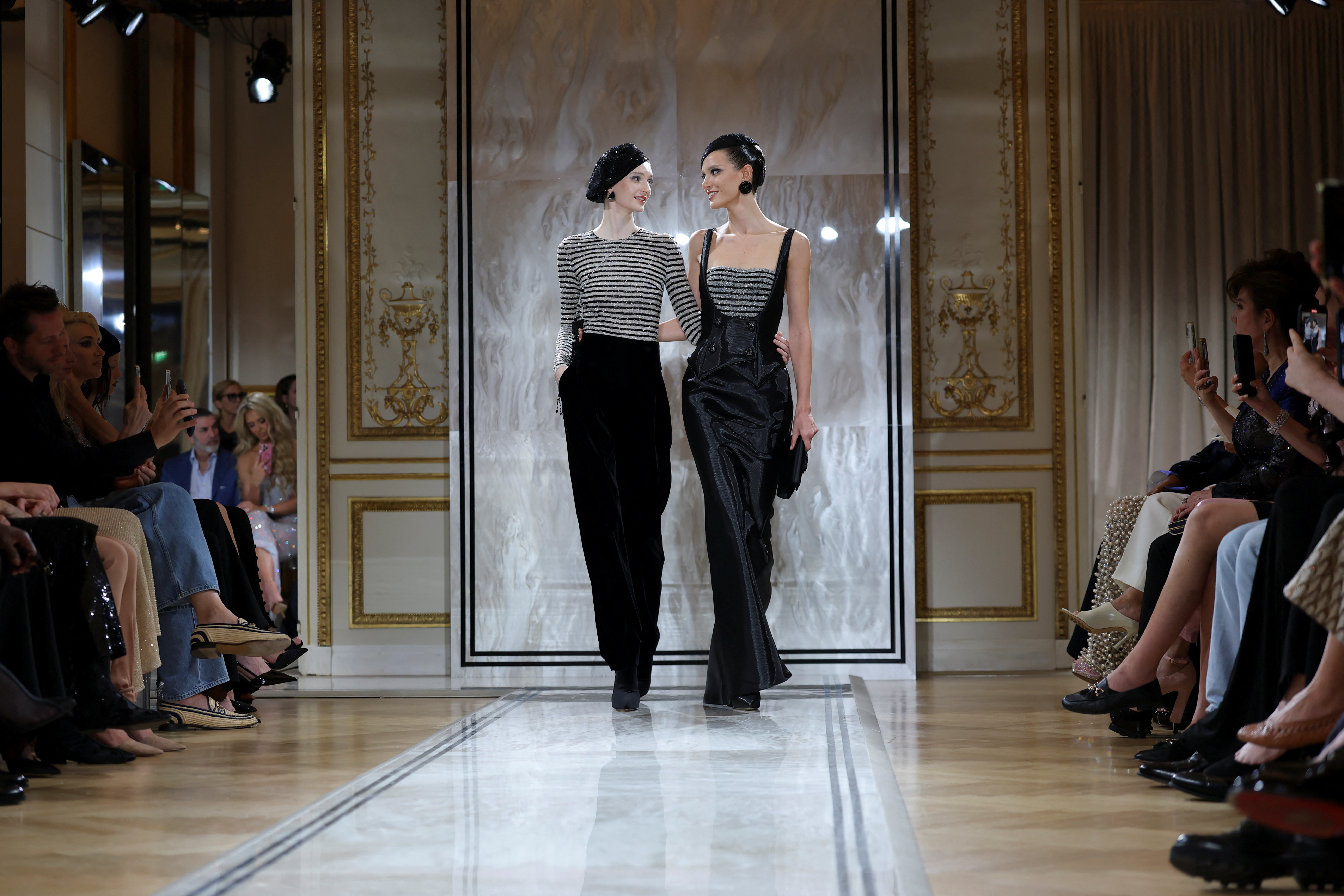Giorgio Armani Prive shows glittering black velvet on Paris runway