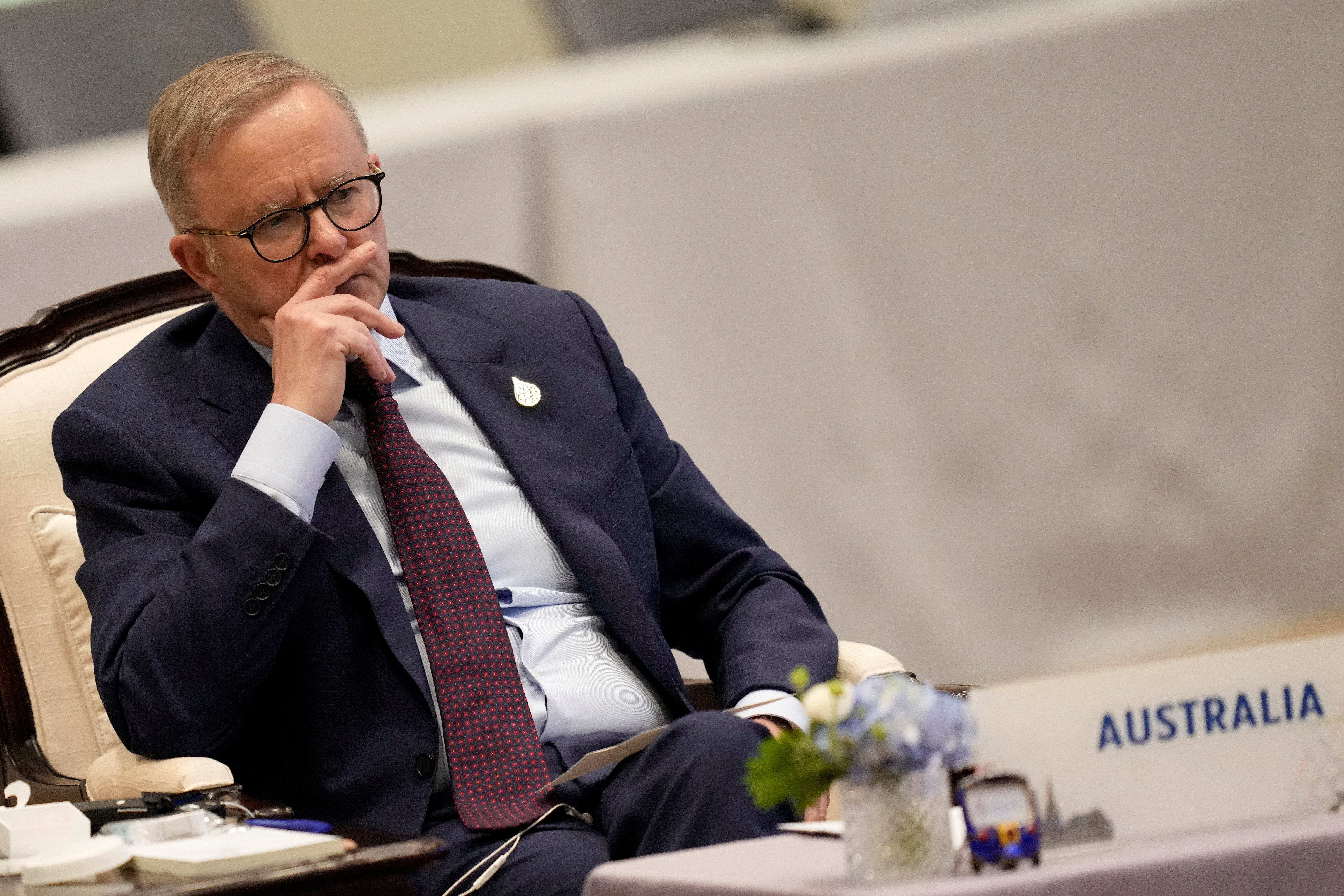 Australian Prime Minister Anthony Albanese attends the APEC Leader's Dialogue with APEC Business Advisory Council during the Asia-Pacific Economic Cooperation (APEC) summit, Friday, Nov. 18, 2022 in Bangkok