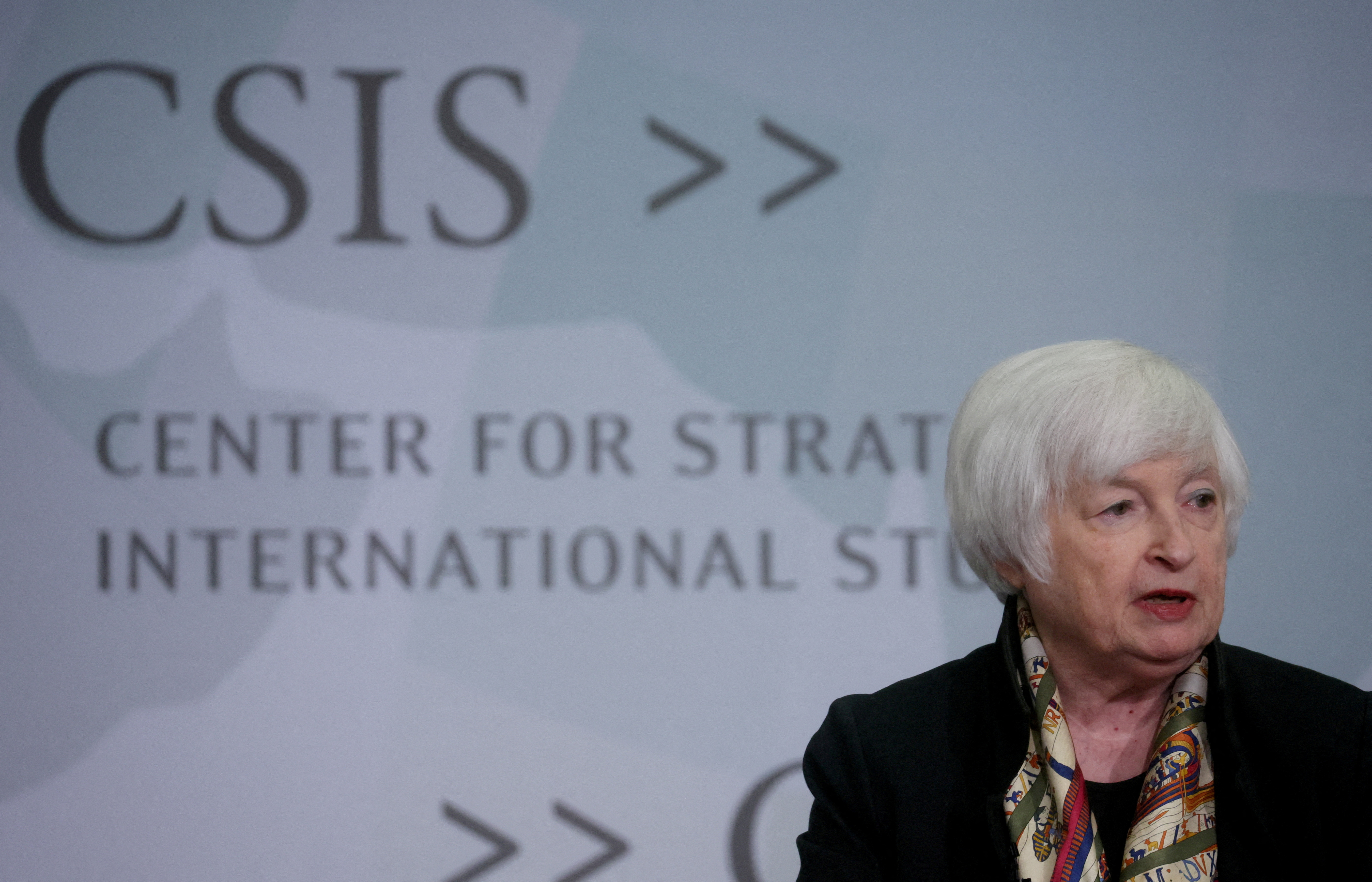 U.S. Treasury Secretary Janet Yellen speaks at the Center for Strategic and International Studies in Washington