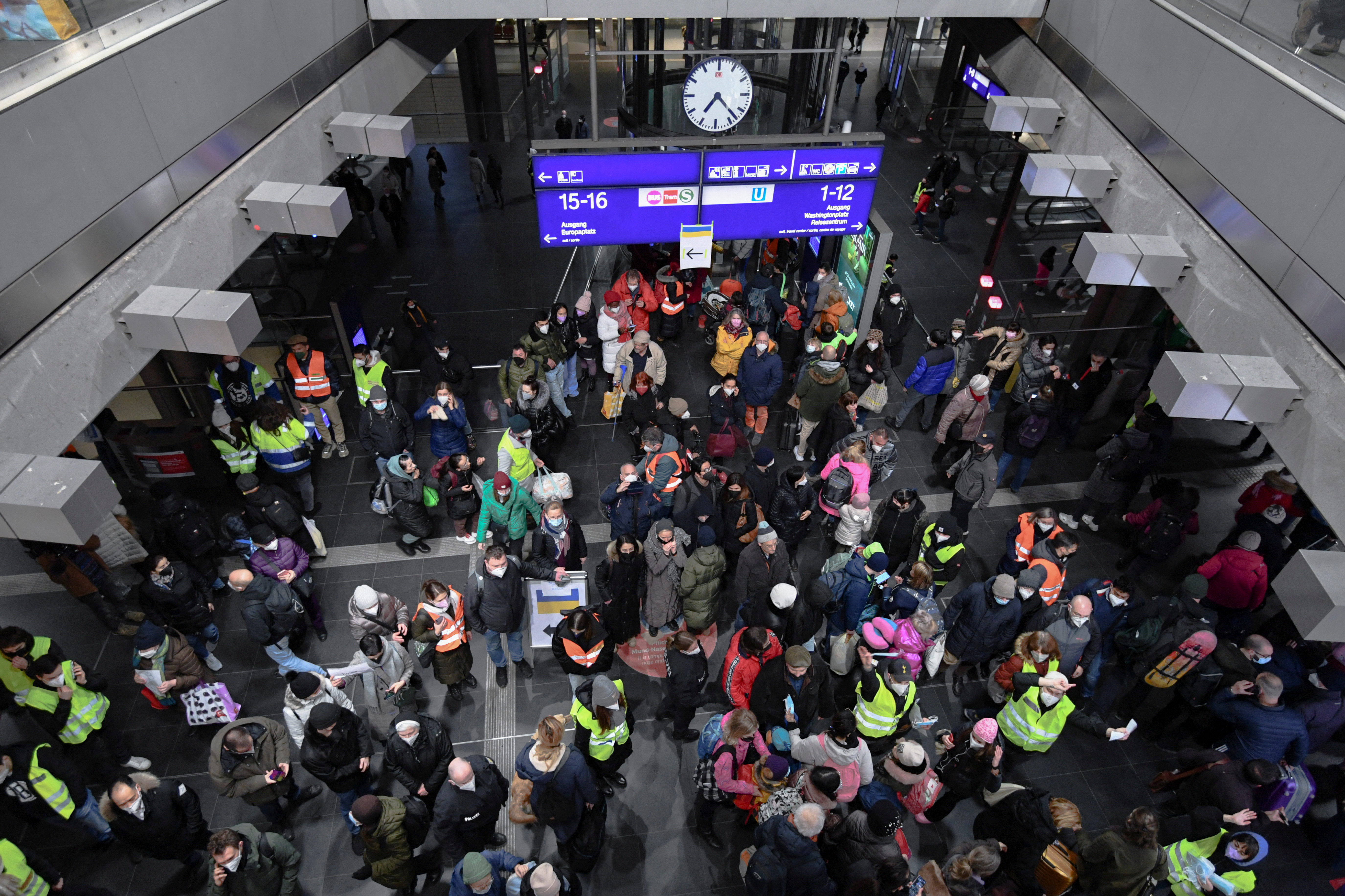 Refugees arrive in a train from Poland at Berlin's central station