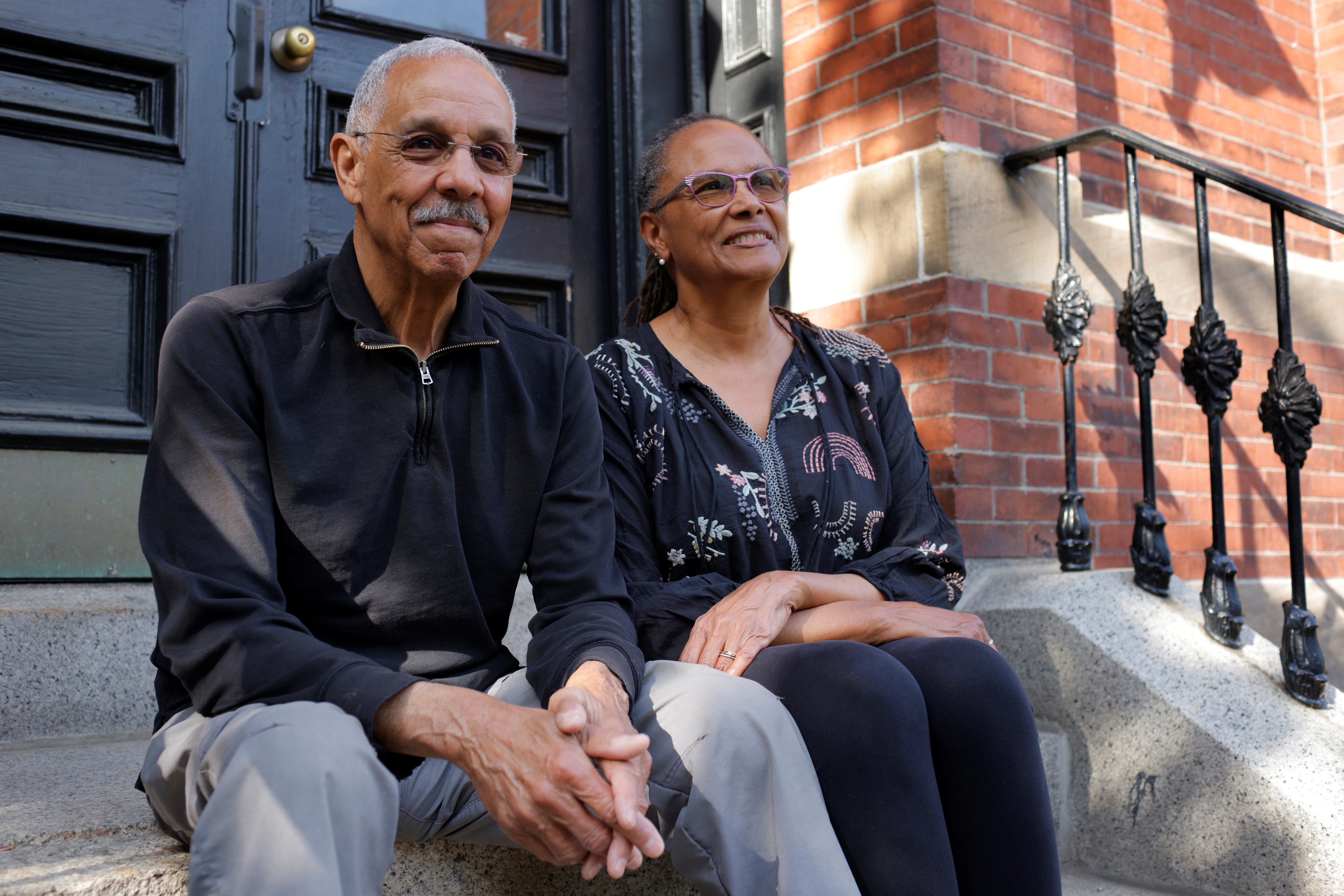Robert and Bettye Freeman pose for a portrait in Boston