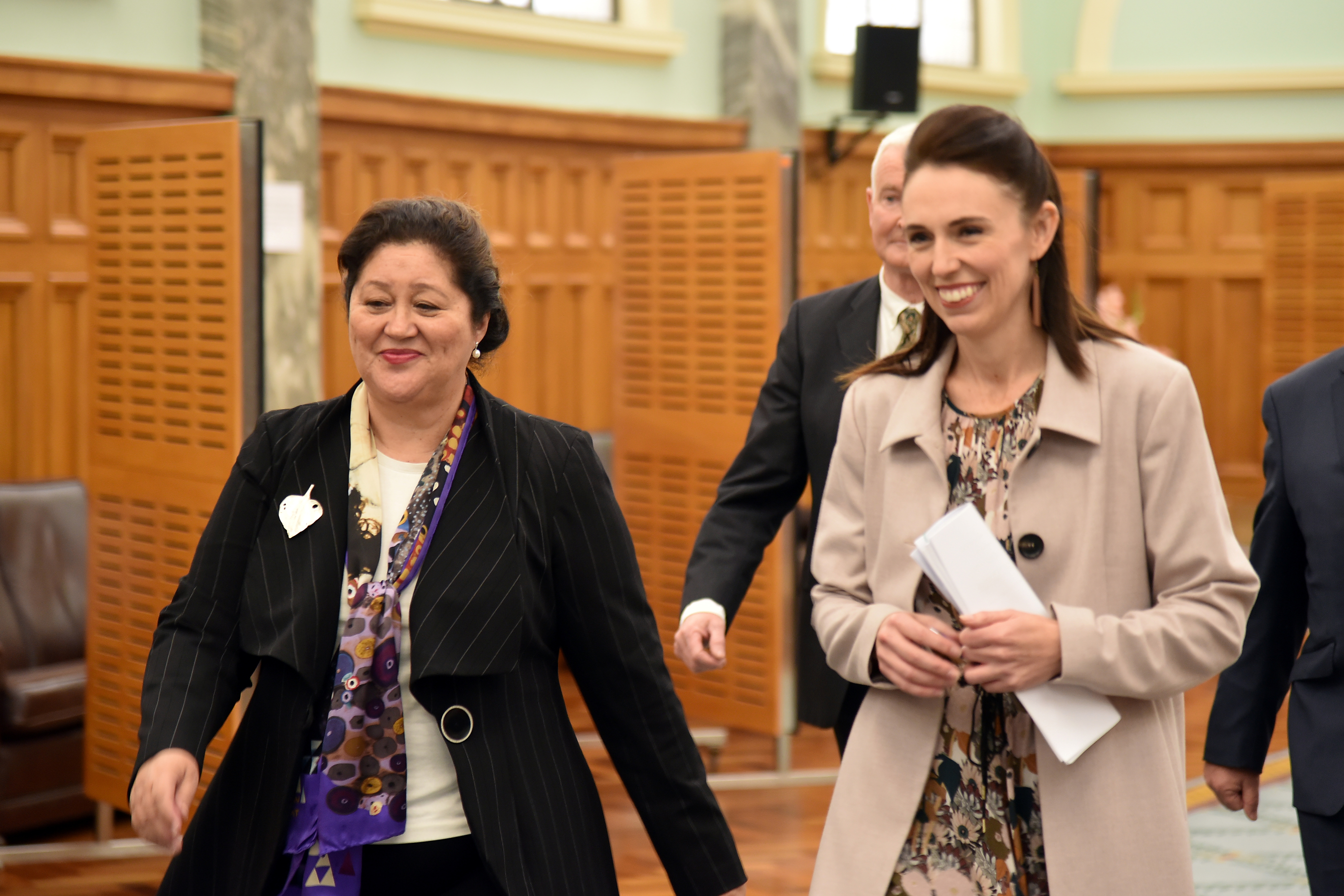 New Zealand Governor-General designate Kiro (L) and Prime Minister Ardern at Parliament House in Wellington