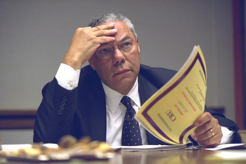 U.S. Secretary of State Colin Powell is pictured in the President's Emergency Operations Center in Washington in the hours following the September 11, 2001 attacks in this U.S. National Archives handout photo obtained by Reuters July 24, 2015. REUTERS/U.S. National Archives/Handout via Reuters (MILITARY POLITICS DISASTER) THIS IMAGE HAS BEEN SUPPLIED BY A THIRD PARTY. IT IS DISTRIBUTED, EXACTLY AS RECEIVED BY REUTERS, AS A SERVICE TO CLIENTS. FOR EDITORIAL USE ONLY. NOT FOR SALE FOR MARKETING OR ADVERTISING CAMPAIGNS - TM3EB7O1MQT01