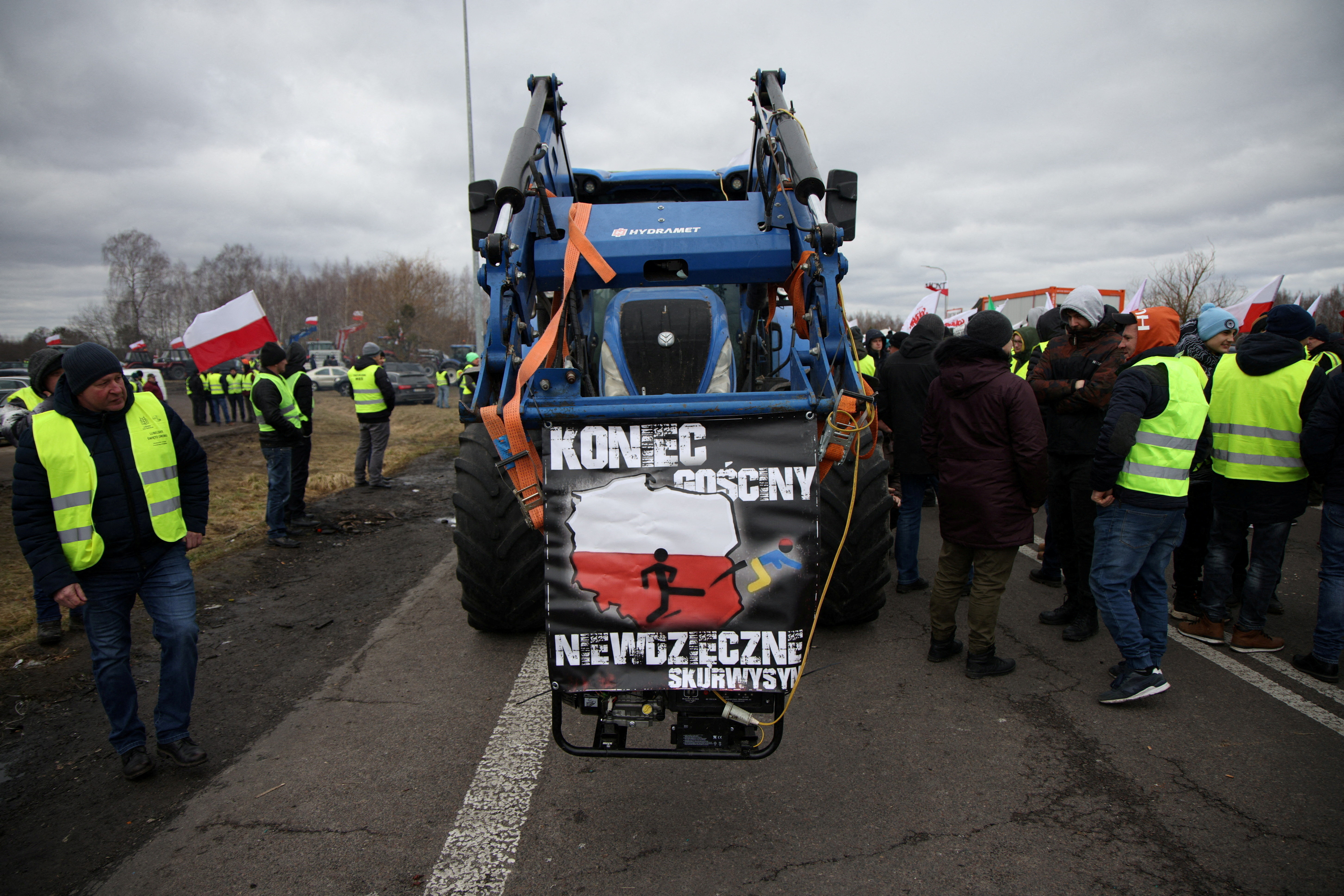 Los agricultores polacos protestan en Dorohusk