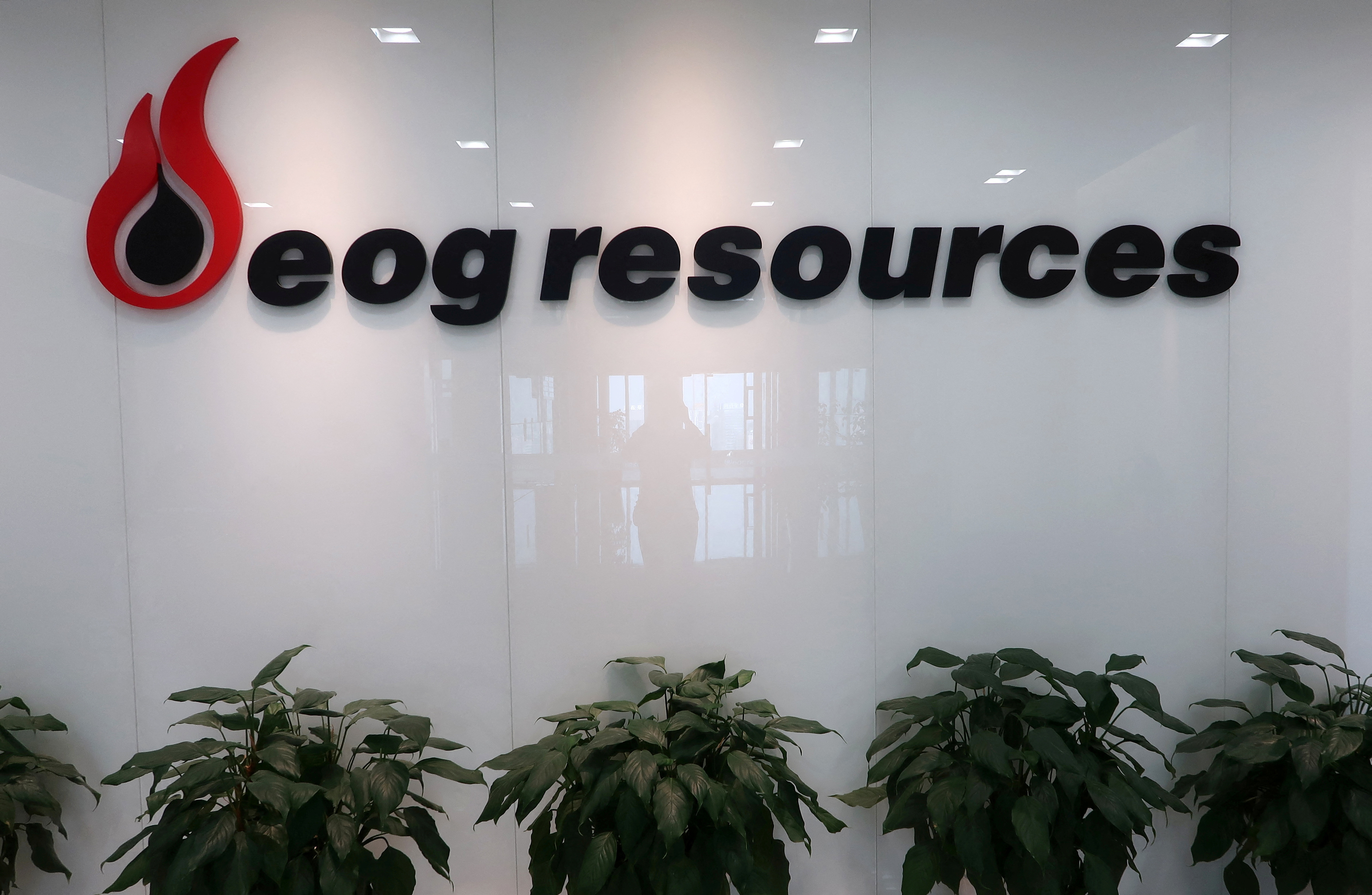 The logo of U.S. oil and gas company EOG Resources is seen in its office in Chongqing
