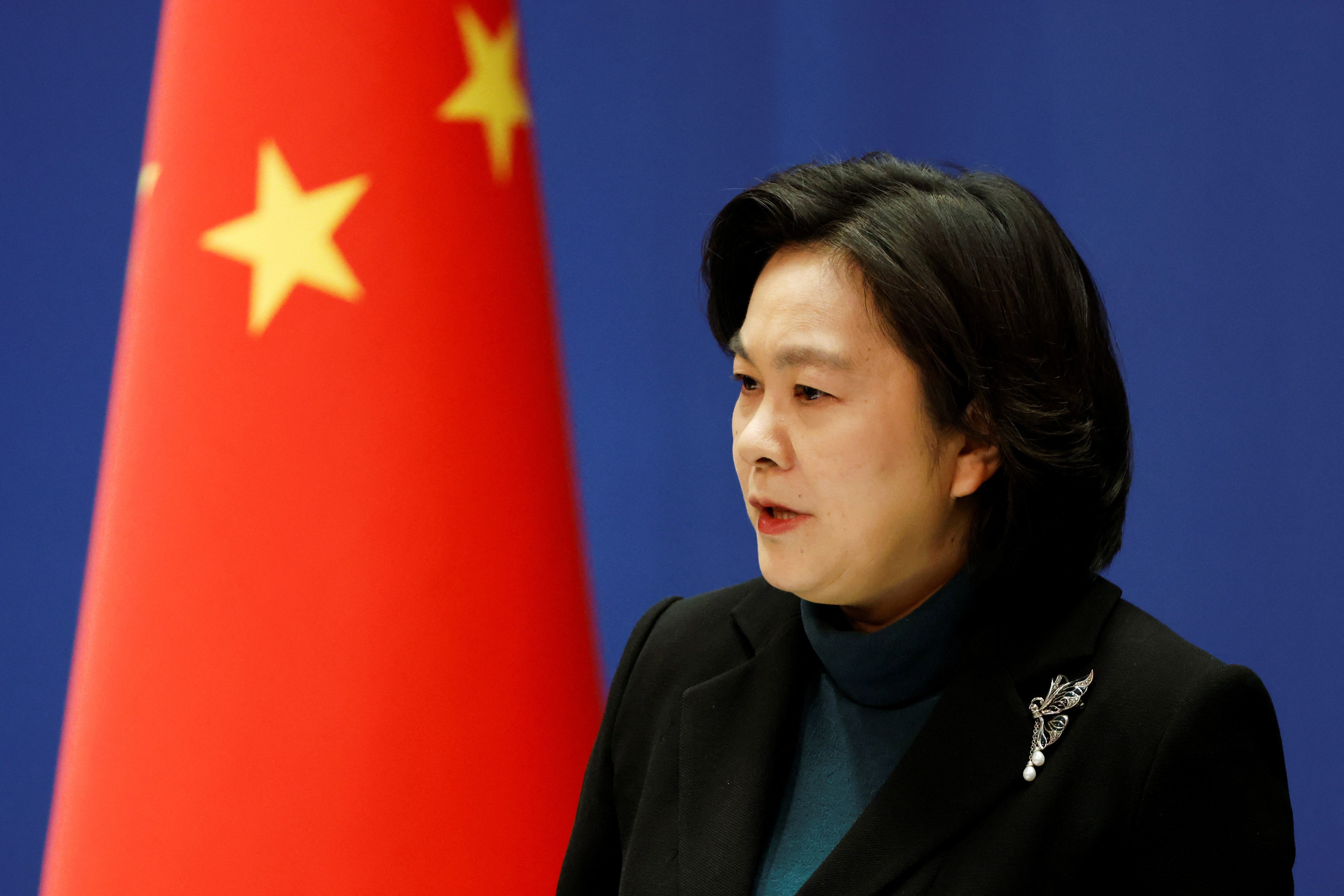 Chinese Foreign Ministry spokesperson Hua Chunying attends a news conference in Beijing
