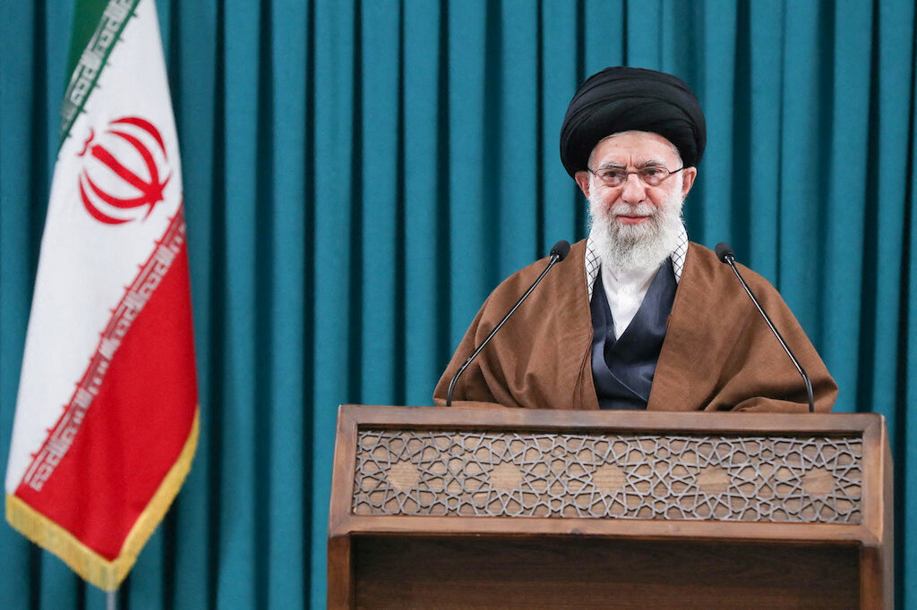 Iranian Supreme Leader Ayatollah Ali Khamenei delivers a televised speech in Tehran