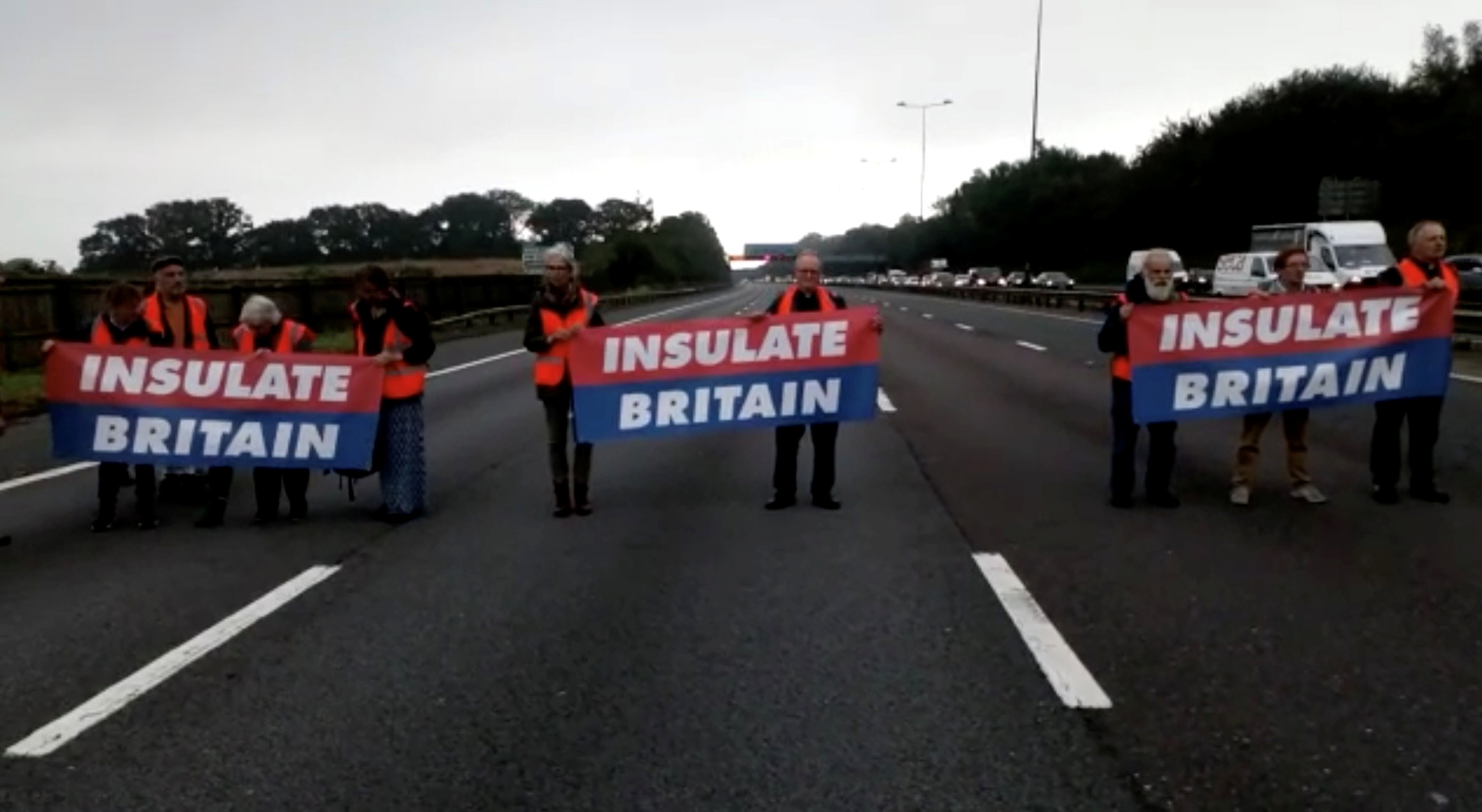 Protest of Insulate Britain on M25 Motorway