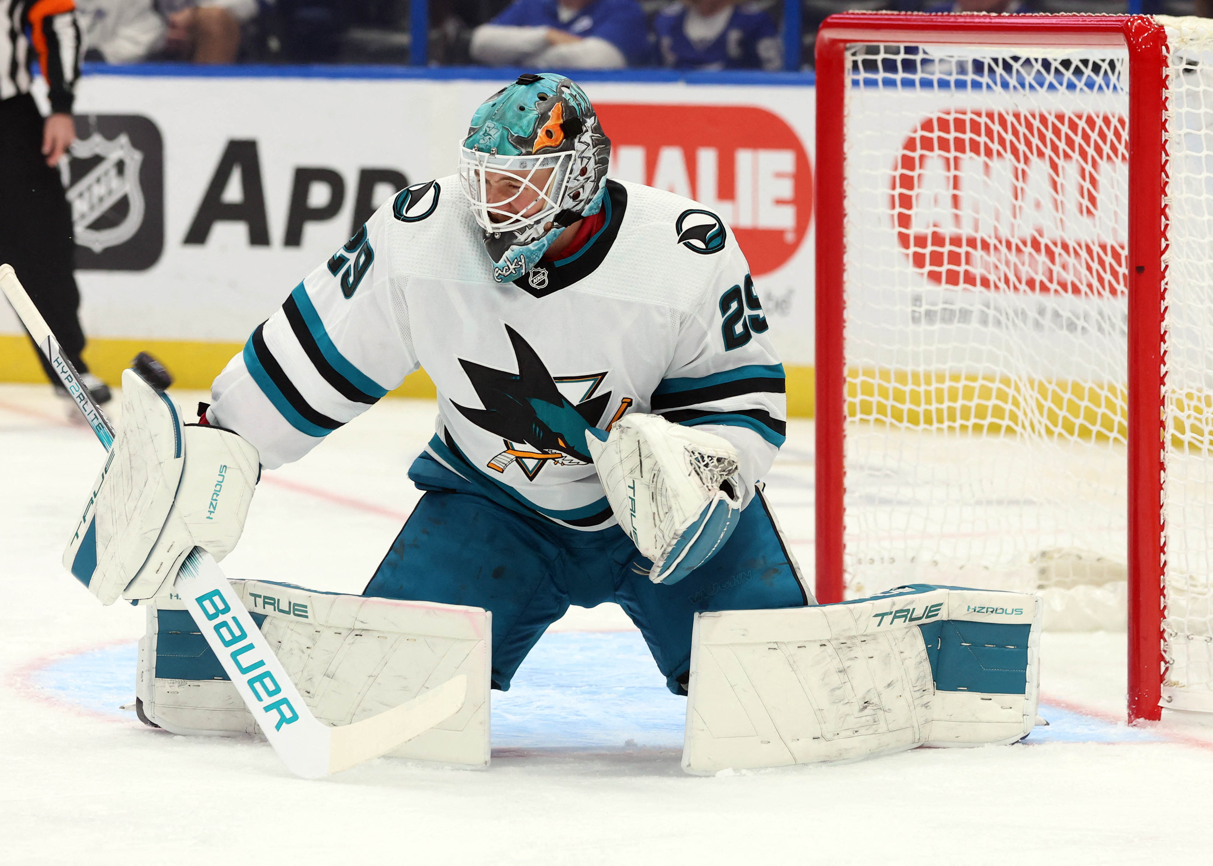 Sharks' Mackenzie Blackwood: Allows Five Goals Vs. Nashville