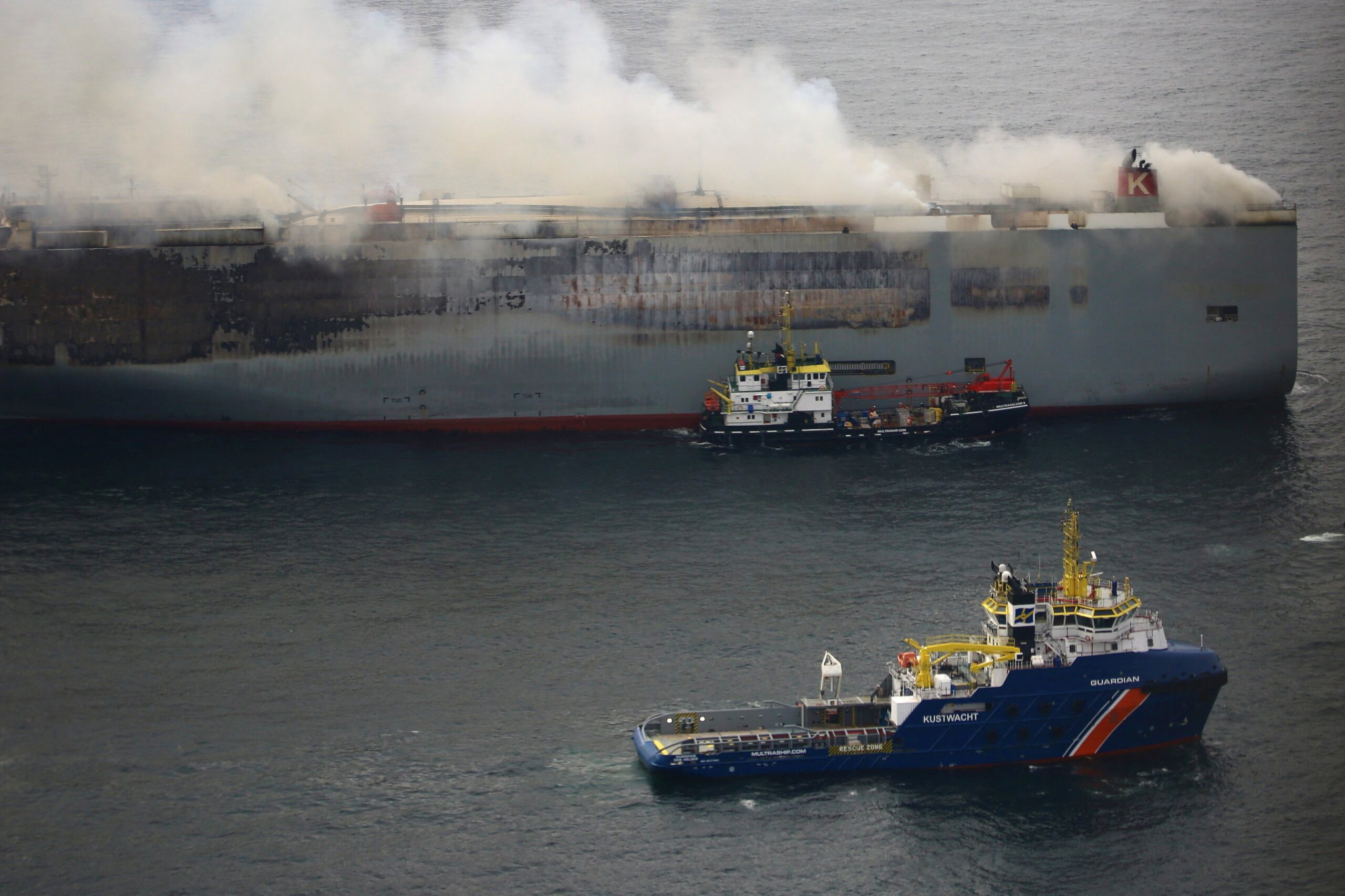 Fire on car carrier ablaze off Dutch coast now less intense | Reuters