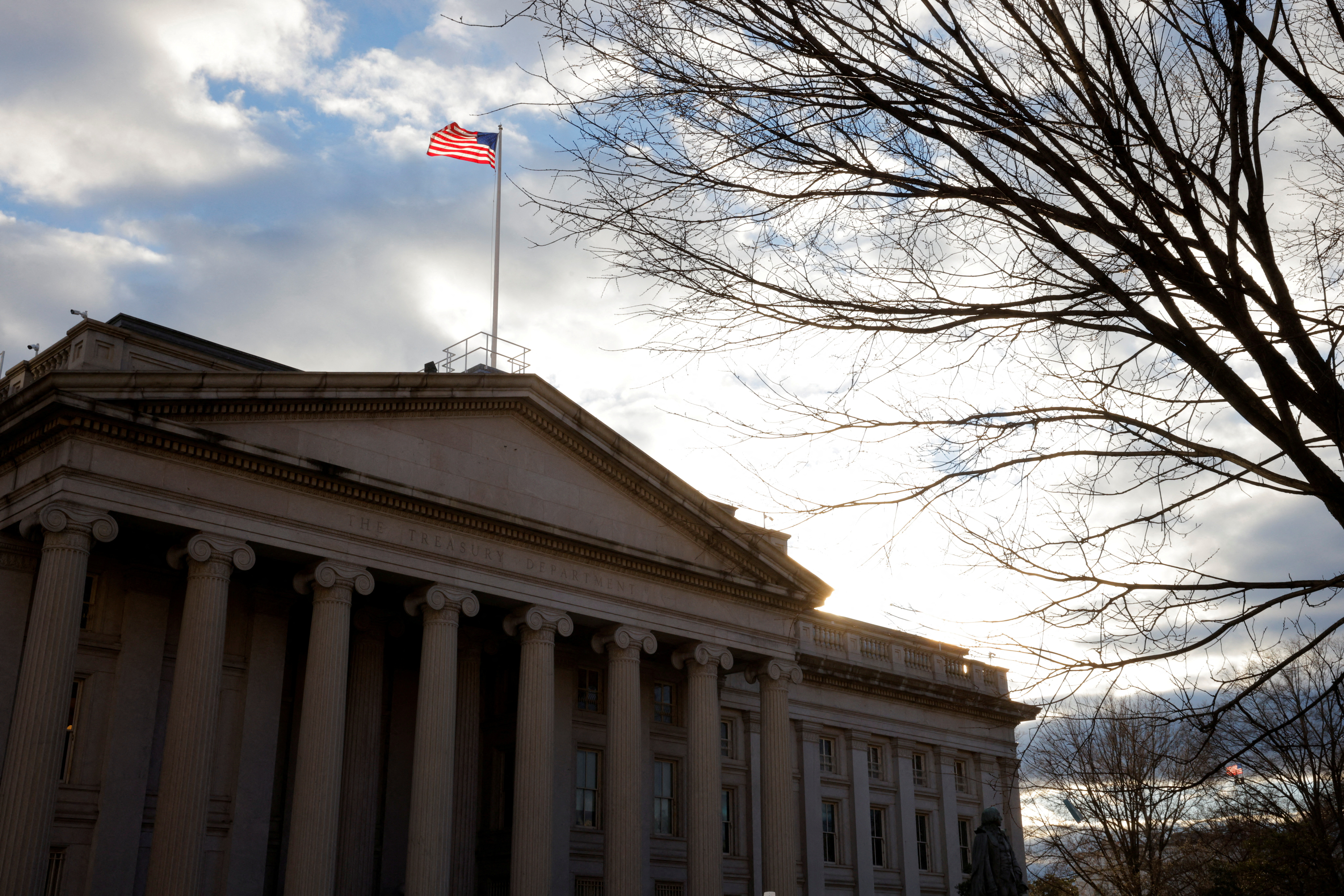 The U.S Treasury building is seen in Washington