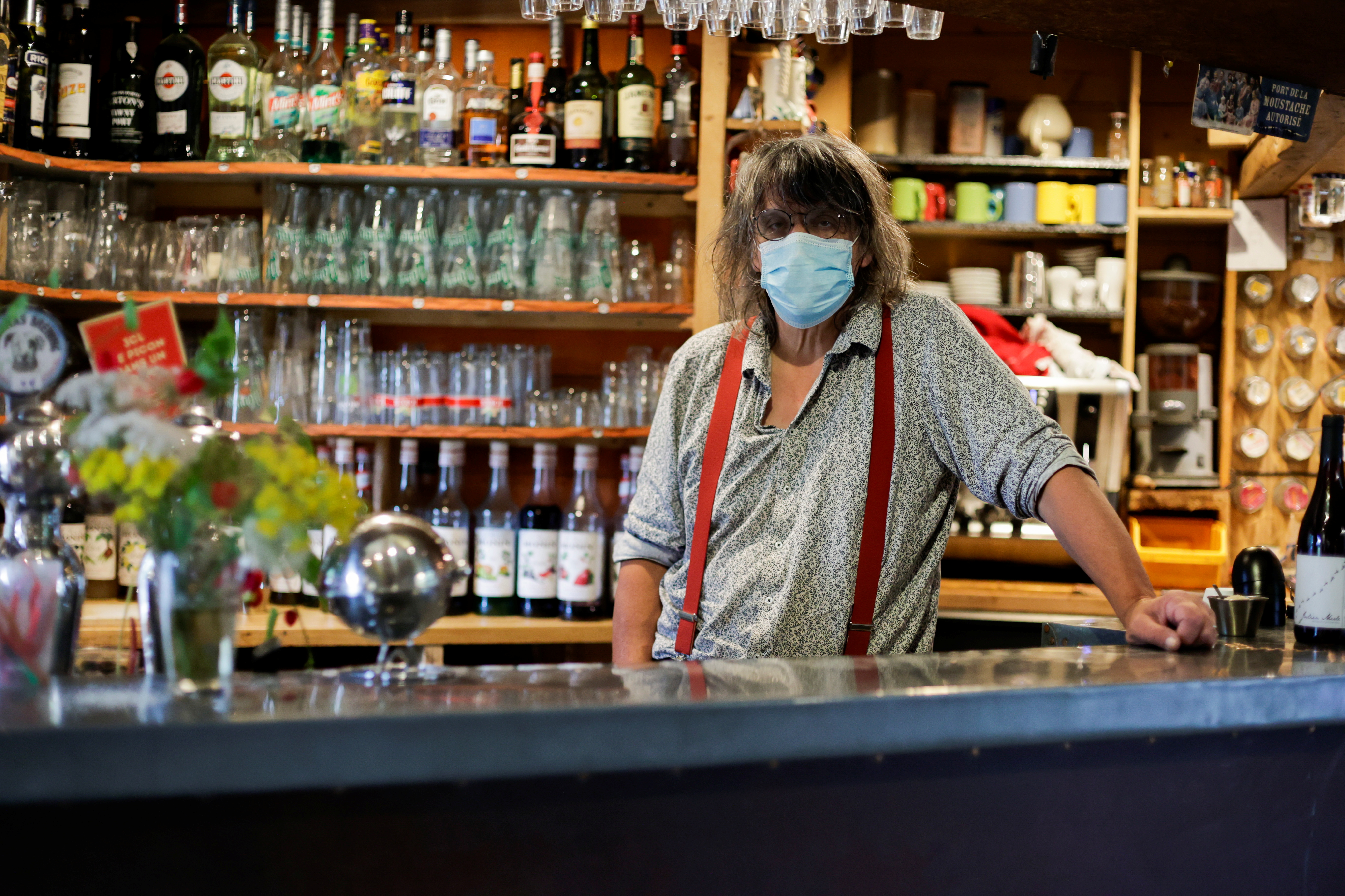 French cafe owner stands up against coronavirus disease (COVID-19) compulsory health pass