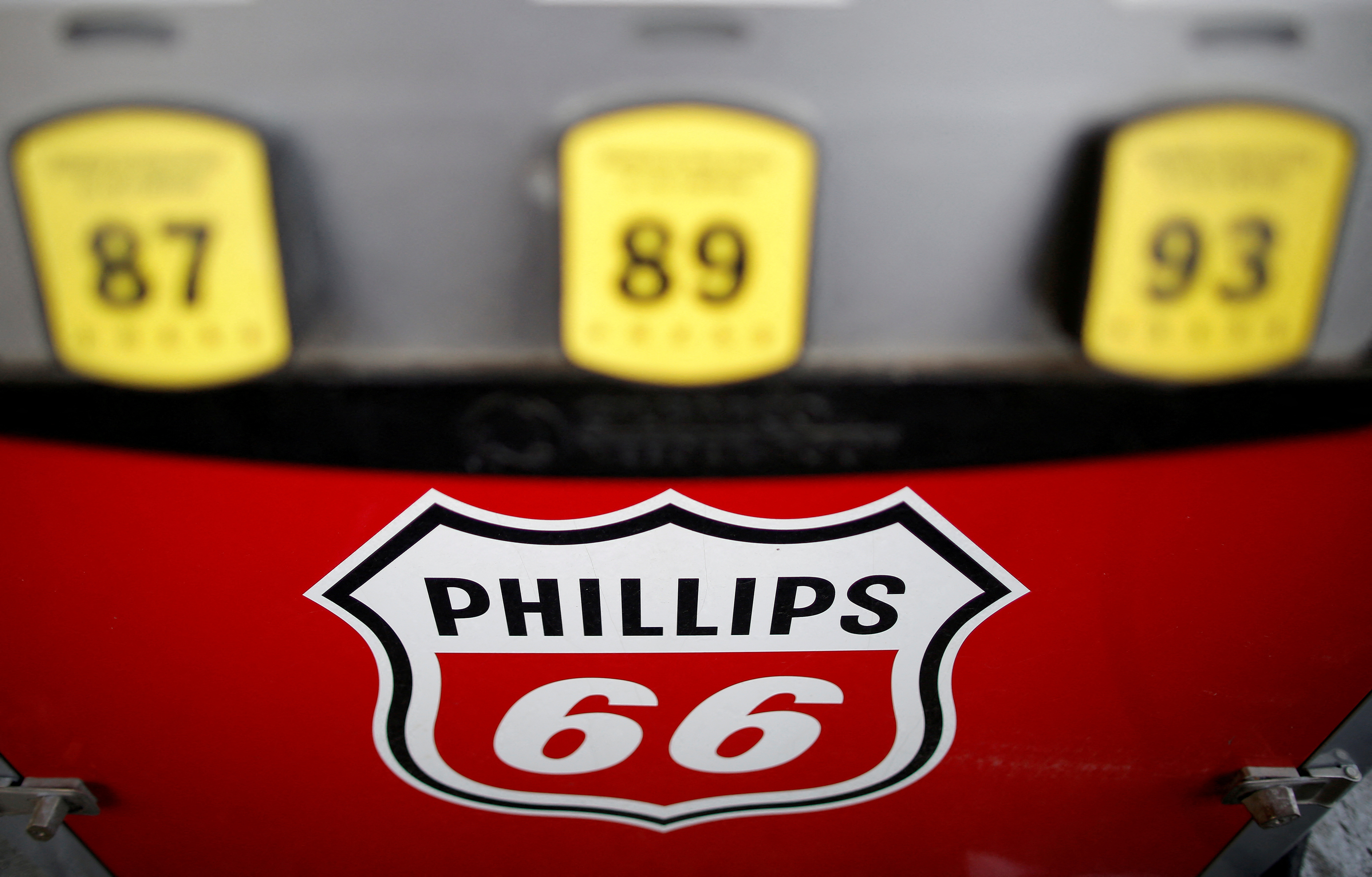 A Phillips 66 gas pump is seen at a station in the Chicago suburb of Wheeling