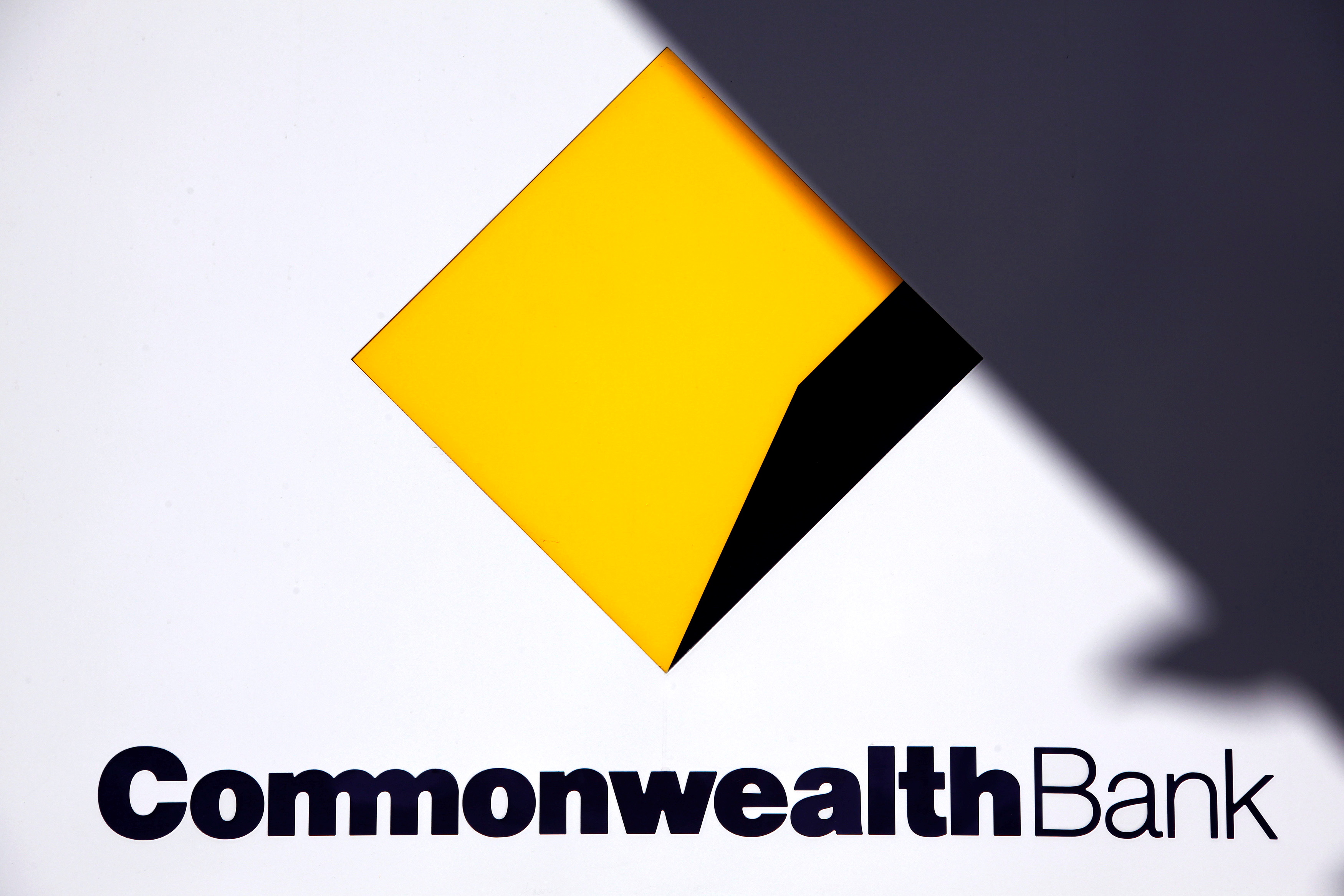 Australia's Commonwealth Bank logo is pictured at a branch in Sydney