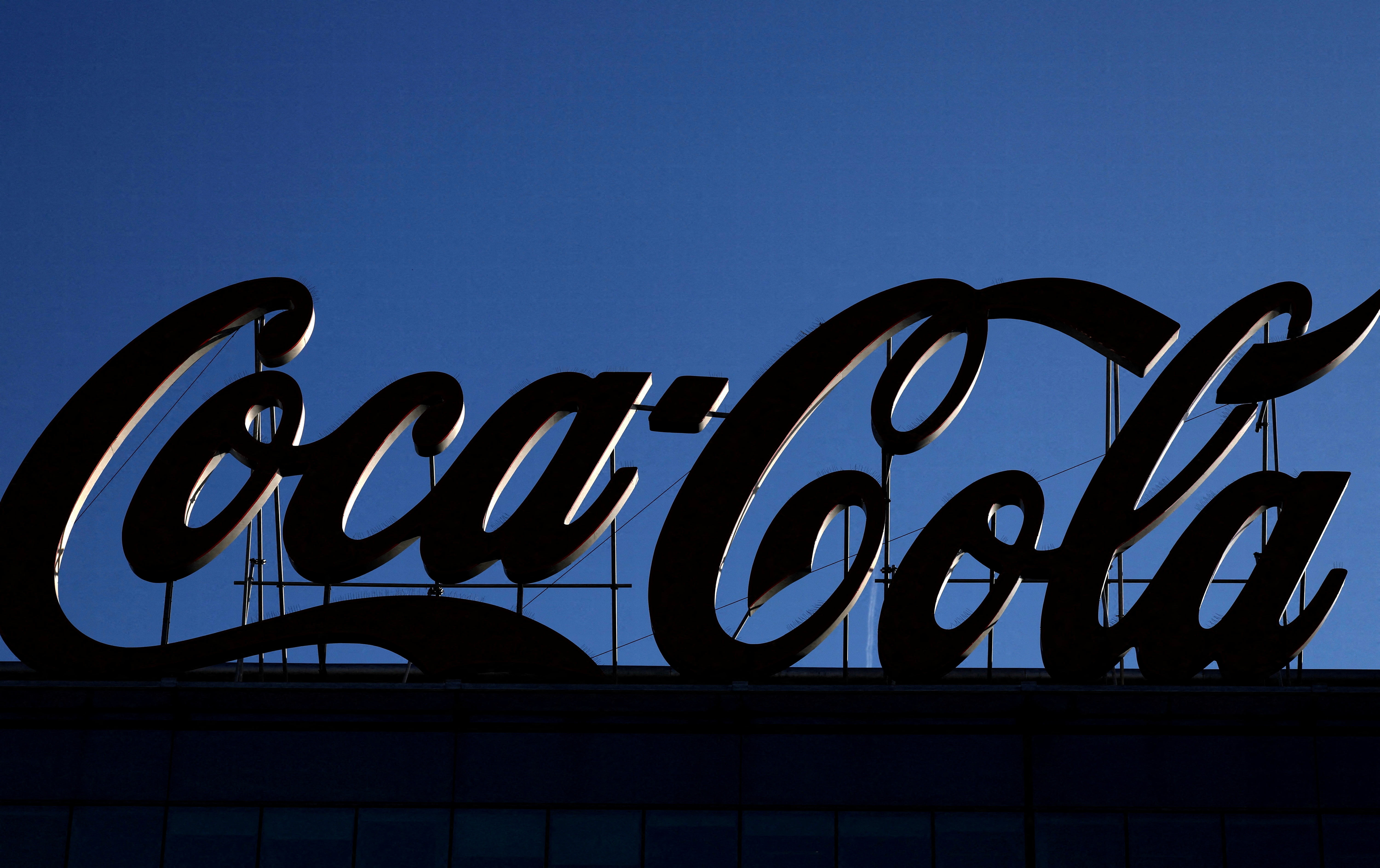 A Coca Cola logo is pictured in Brussels
